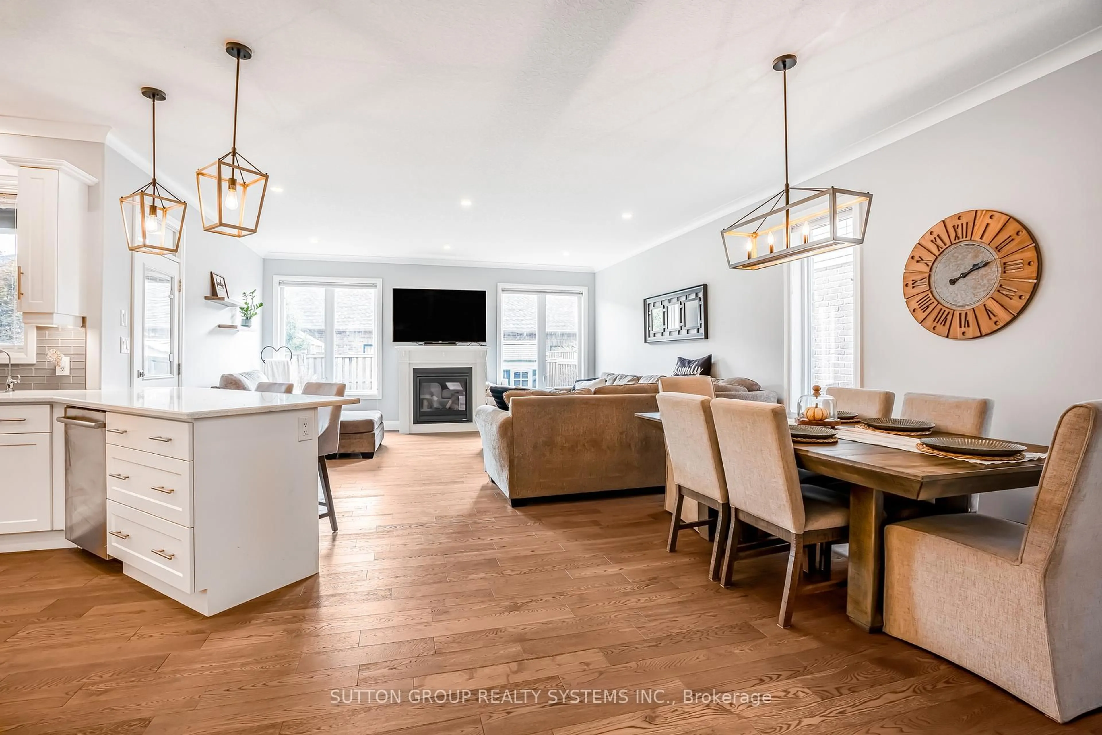 Open concept kitchen, wood/laminate floor for 15 Woodberry Cres, Woolwich Ontario N3B 0C5