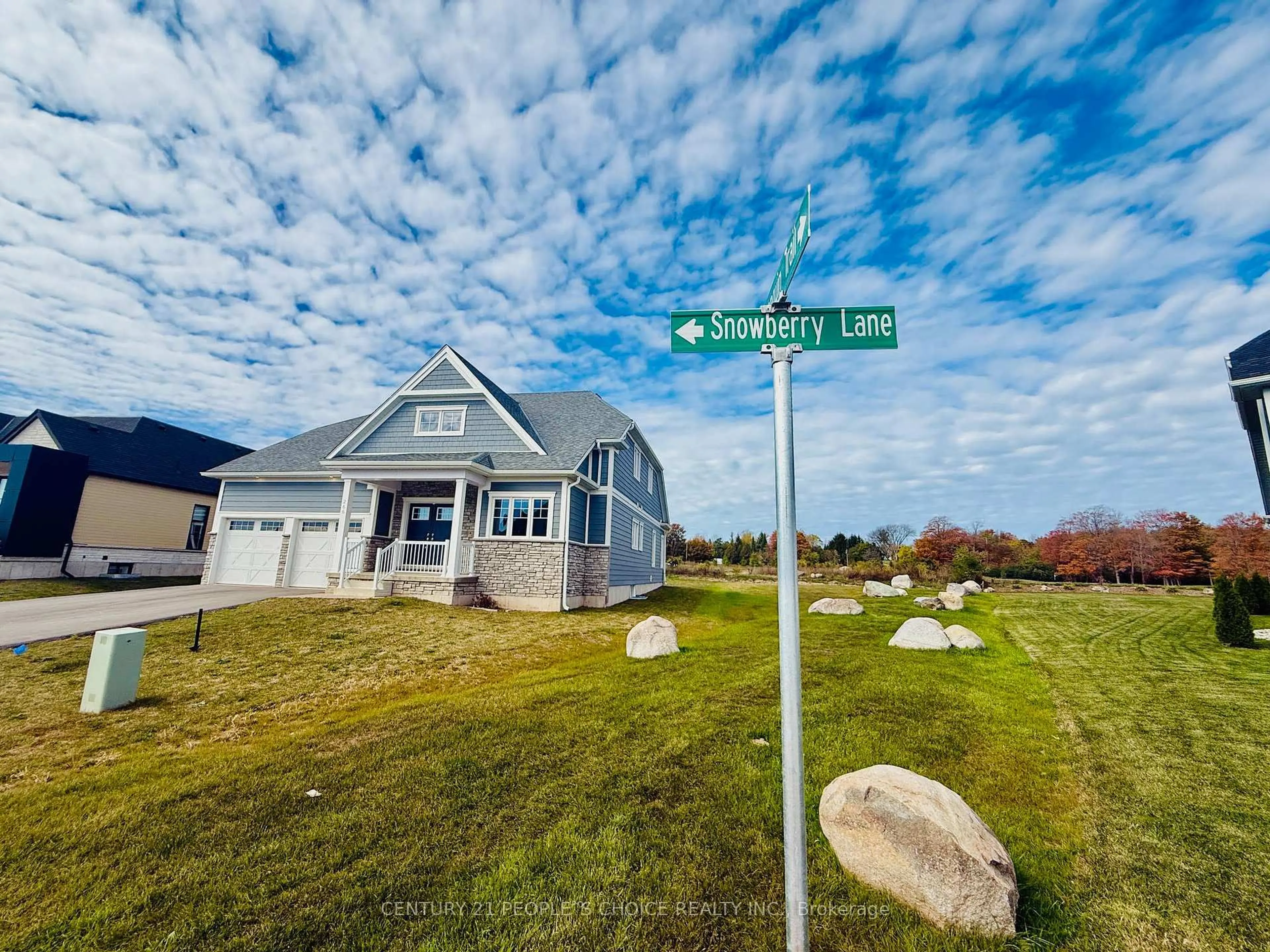 A pic from outside/outdoor area/front of a property/back of a property/a pic from drone, street for 266 Snowberry Lane, Georgian Bluffs Ontario N0H 1S0