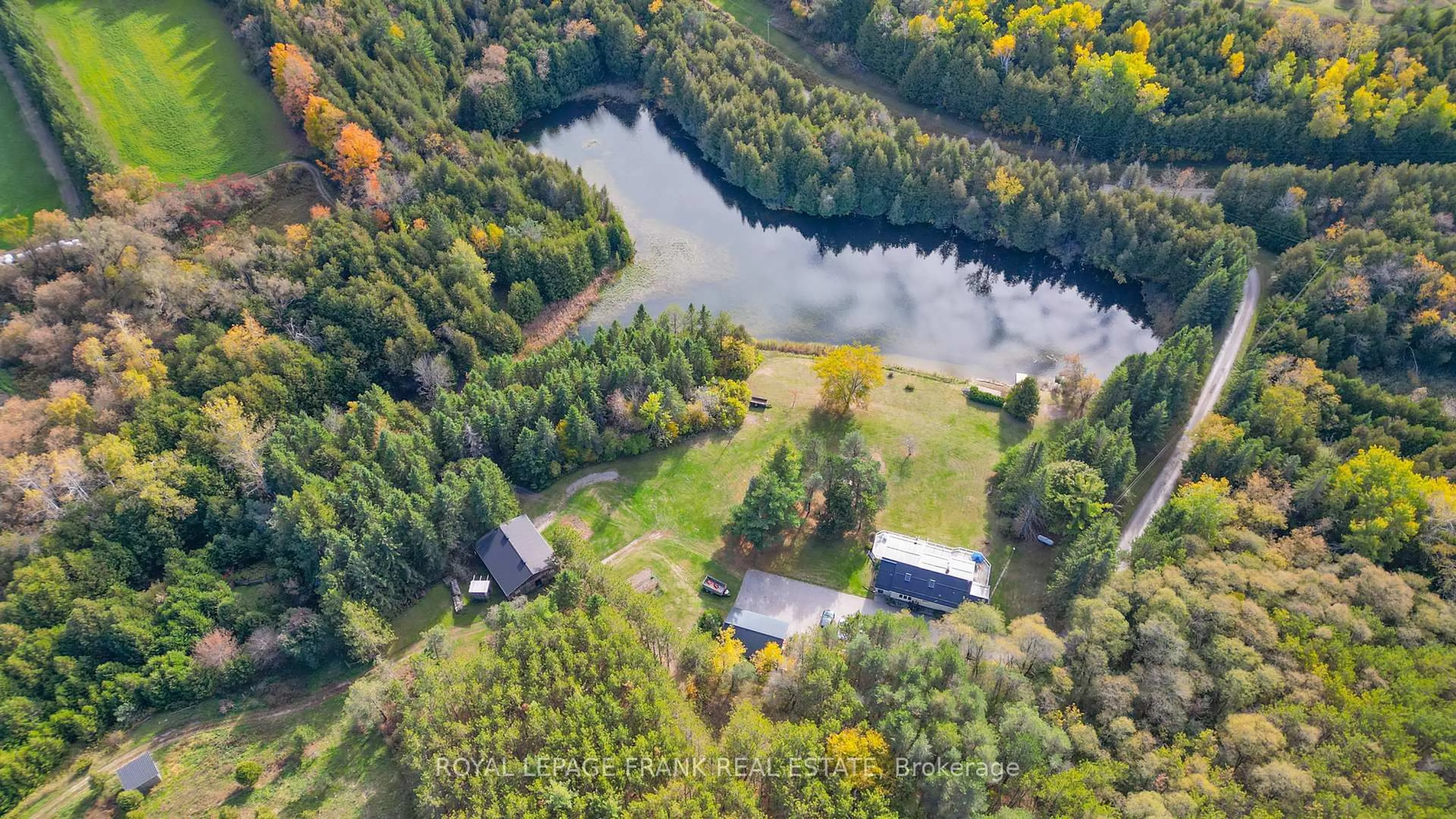 A pic from outside/outdoor area/front of a property/back of a property/a pic from drone, water/lake/river/ocean view for 46 Century Farm Rd, Kawartha Lakes Ontario L0A 1K0