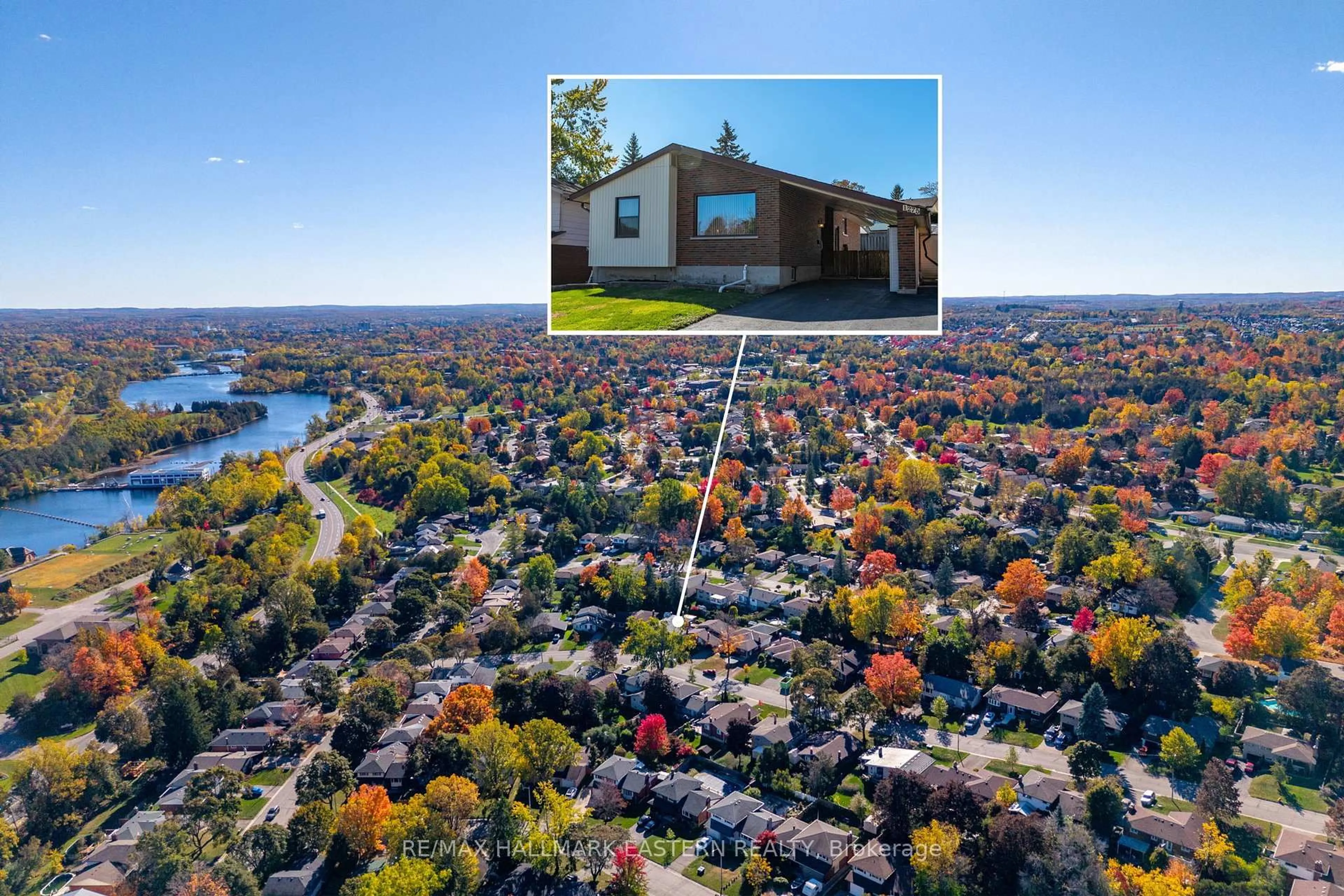 A pic from outside/outdoor area/front of a property/back of a property/a pic from drone, water/lake/river/ocean view for 1275 Hopewell Ave, Peterborough Ontario K9H 6T2
