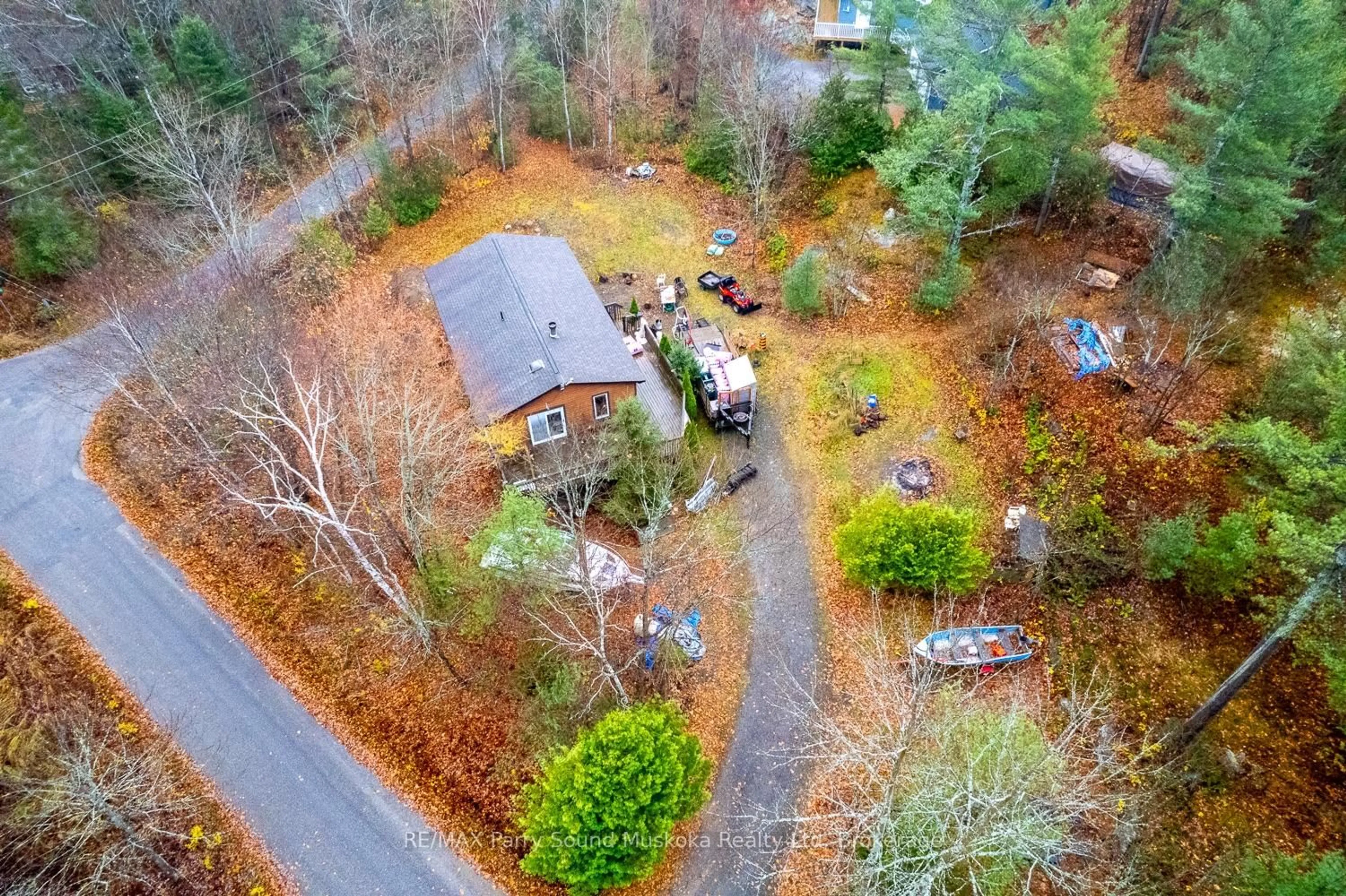 A pic from outside/outdoor area/front of a property/back of a property/a pic from drone, forest/trees view for 591 Skerryvore Community Rd, The Archipelago Ontario P0G 1G0