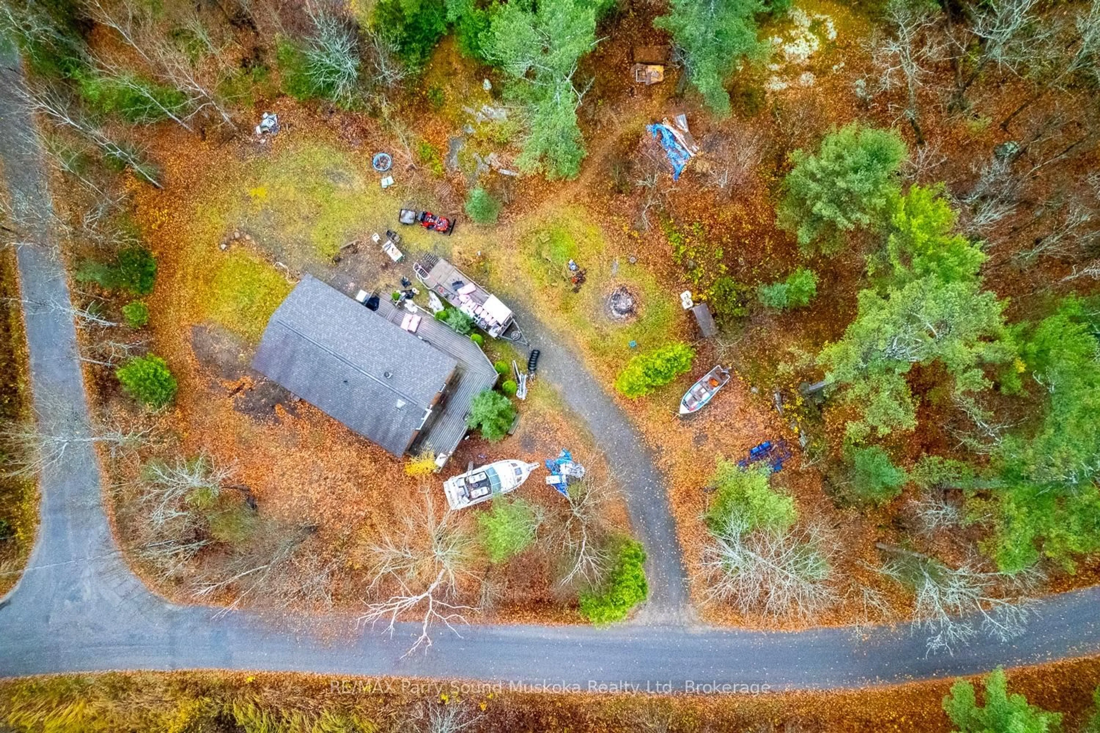 A pic from outside/outdoor area/front of a property/back of a property/a pic from drone, forest/trees view for 591 Skerryvore Community Rd, The Archipelago Ontario P0G 1G0