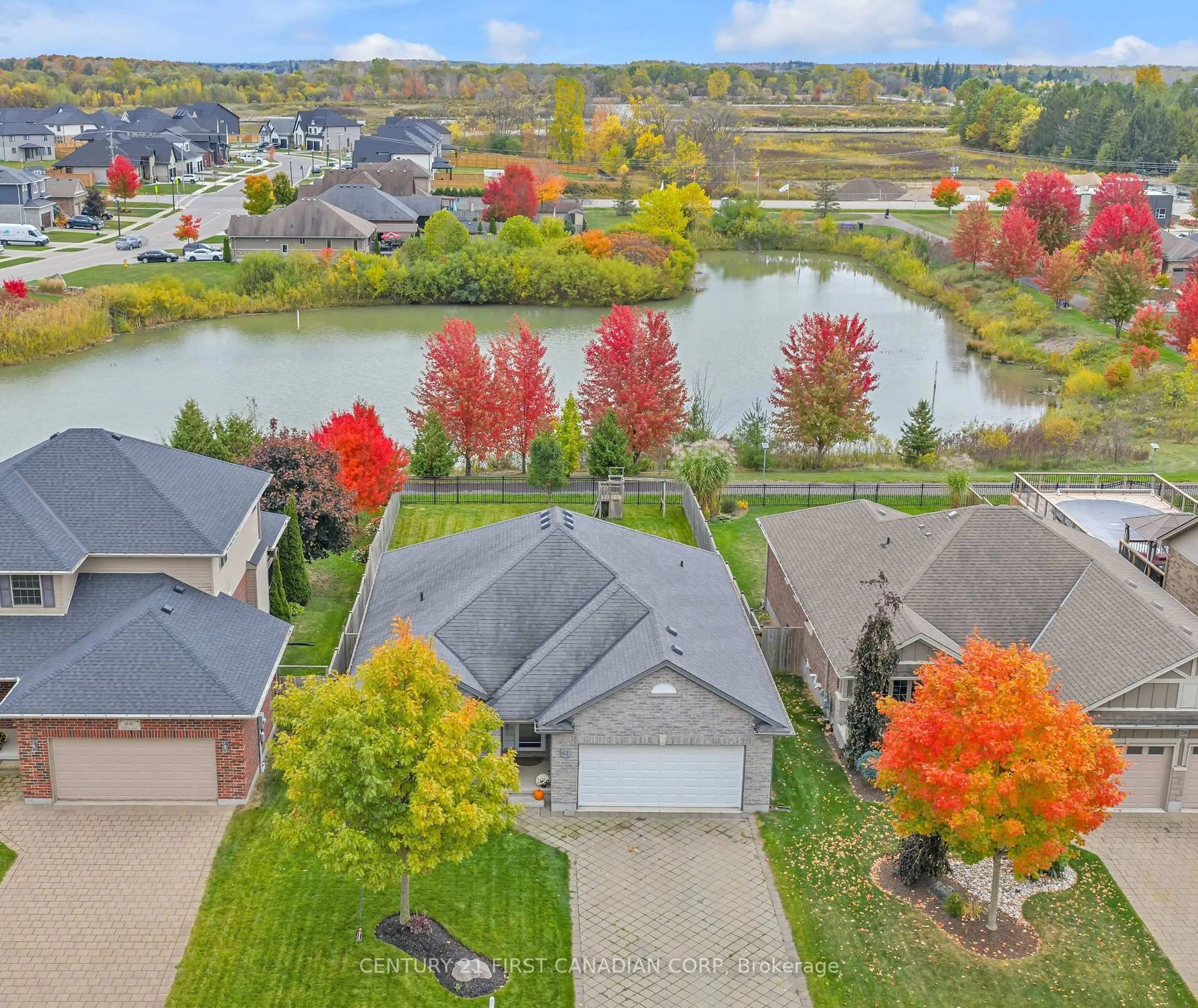 A pic from outside/outdoor area/front of a property/back of a property/a pic from drone, water/lake/river/ocean view for 62 Elliott Tr, Thames Centre Ontario N0M 2P0