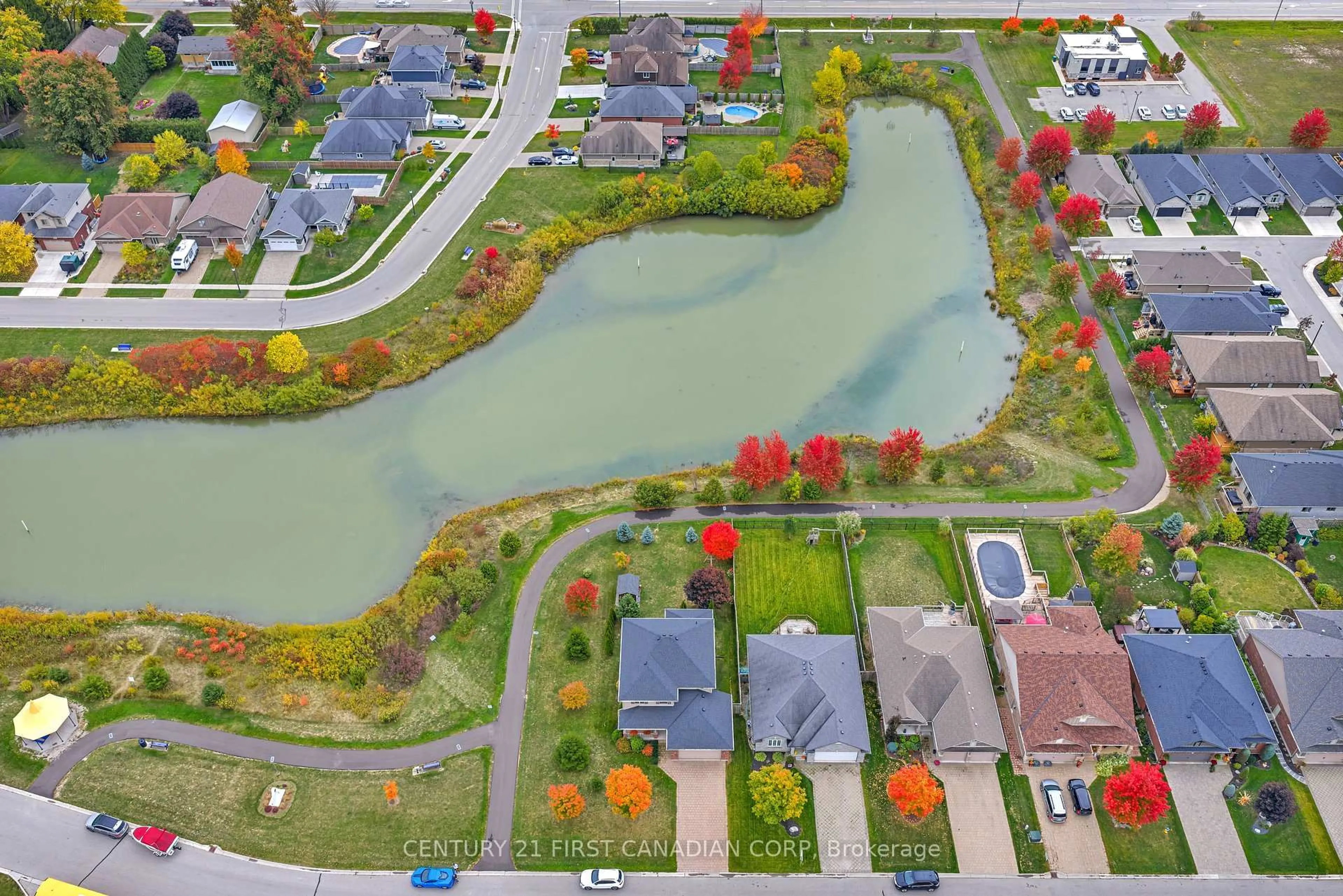 A pic from outside/outdoor area/front of a property/back of a property/a pic from drone, water/lake/river/ocean view for 62 Elliott Tr, Thames Centre Ontario N0M 2P0