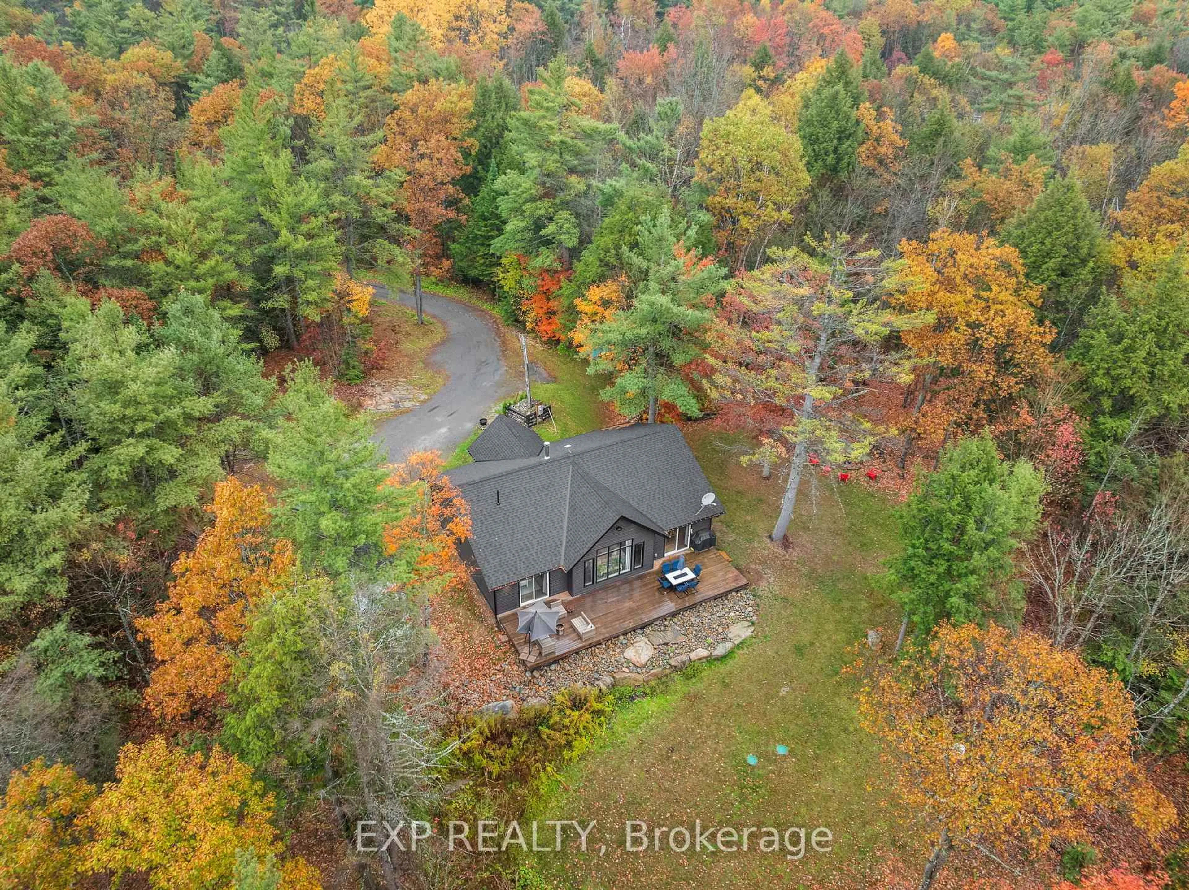A pic from outside/outdoor area/front of a property/back of a property/a pic from drone, forest/trees view for 1698 Reay Rd, Bracebridge Ontario P1P 1R3
