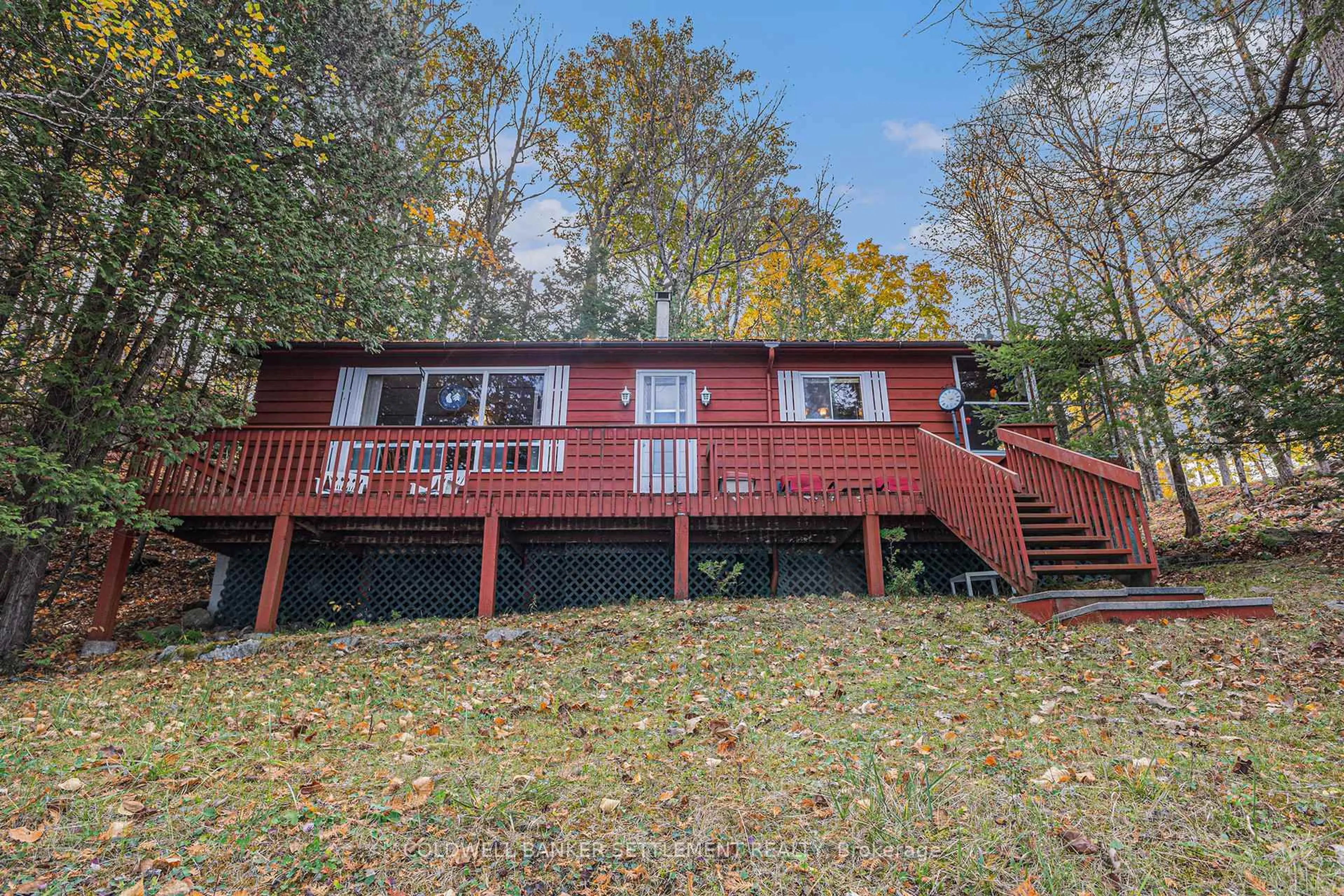 A pic from outside/outdoor area/front of a property/back of a property/a pic from drone, water/lake/river/ocean view for 411 YVON Lane, Rideau Lakes Ontario K0G 1X0