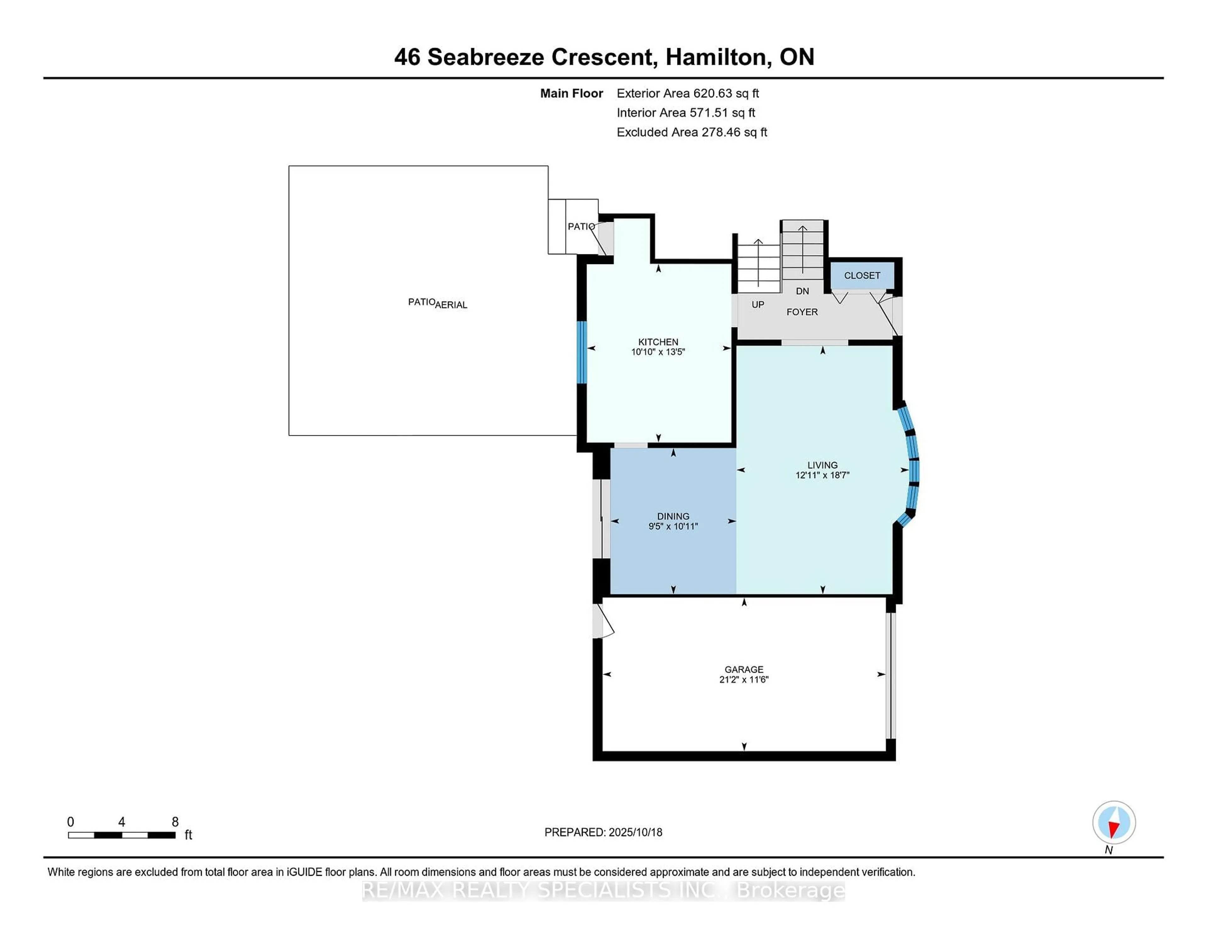 Floor plan for 46 Seabreeze Cres, Hamilton Ontario L8E 5C8