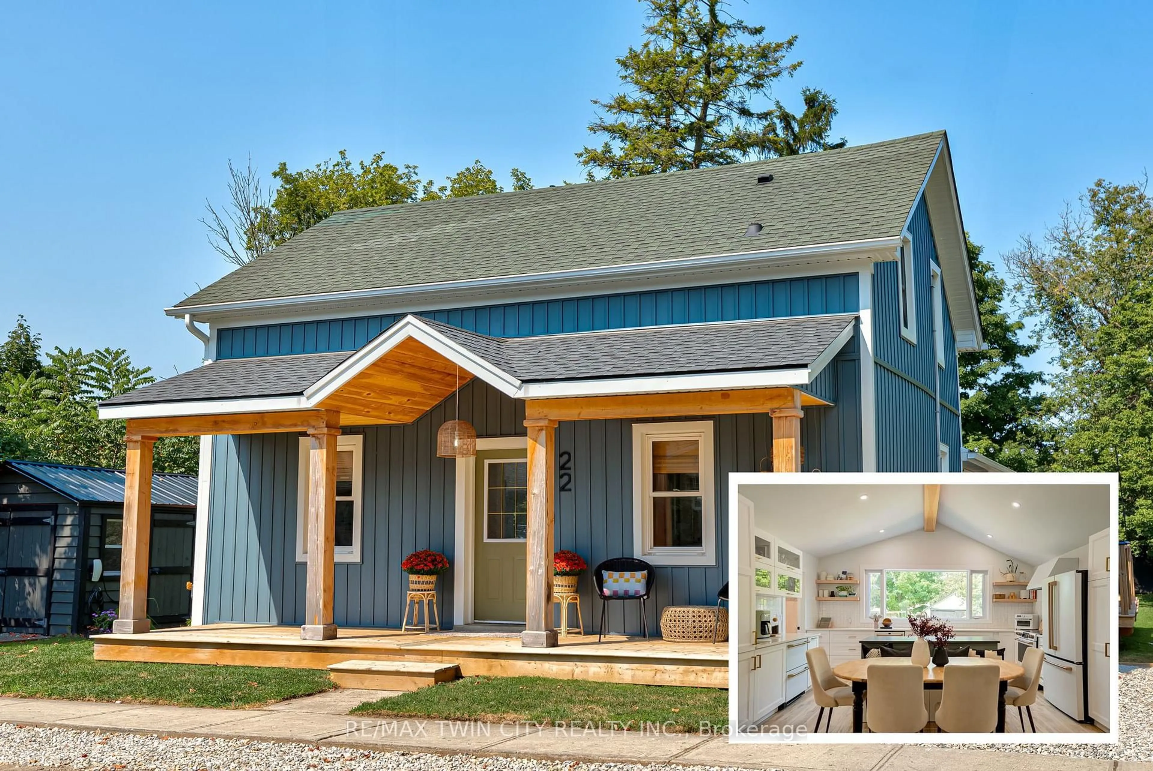 Home with vinyl exterior material, street for 22 River St, Woolwich Ontario N0B 1K0