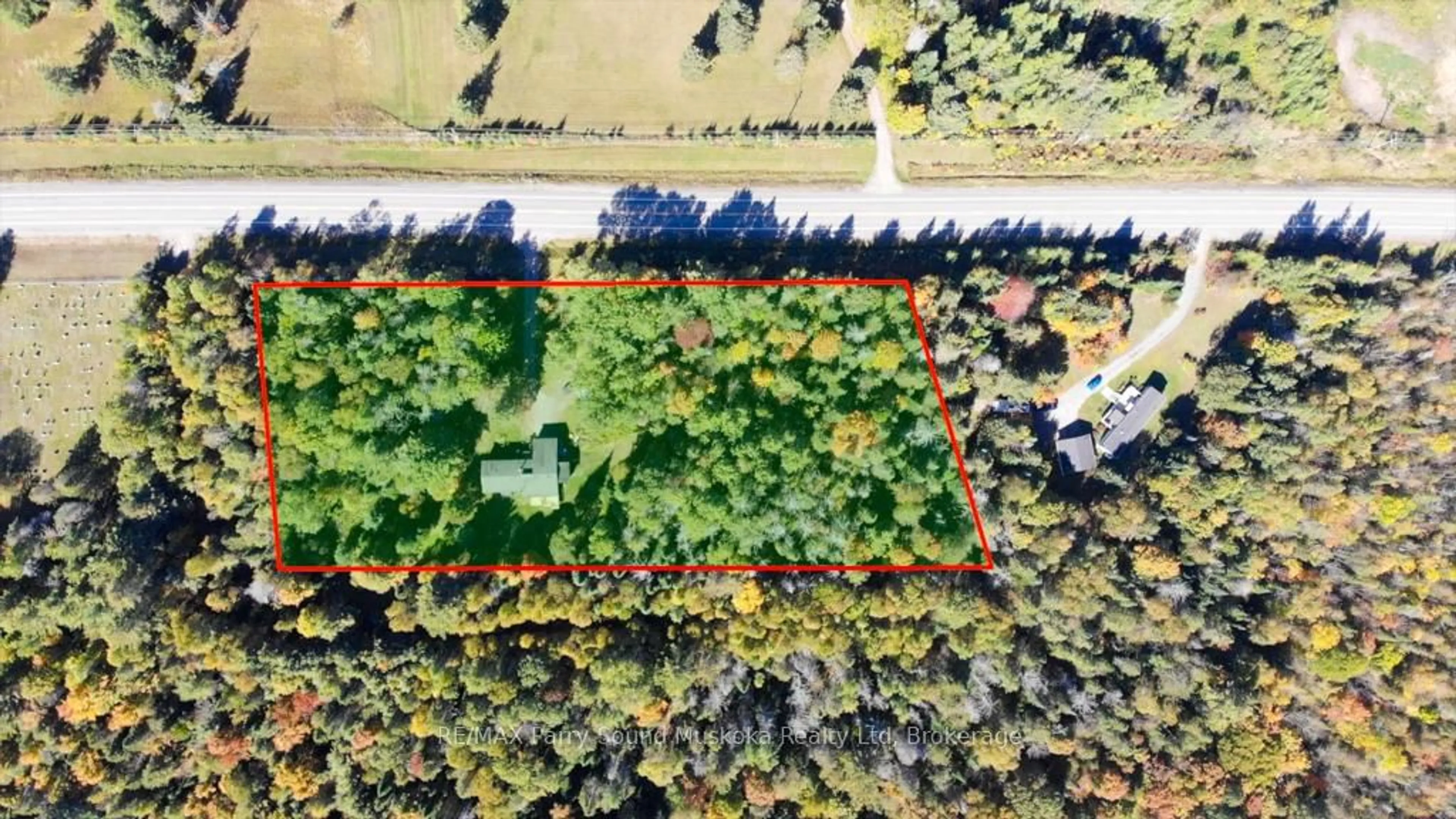A pic from outside/outdoor area/front of a property/back of a property/a pic from drone, forest/trees view for 1679 124 Highway, Whitestone Ontario P0A 1G0