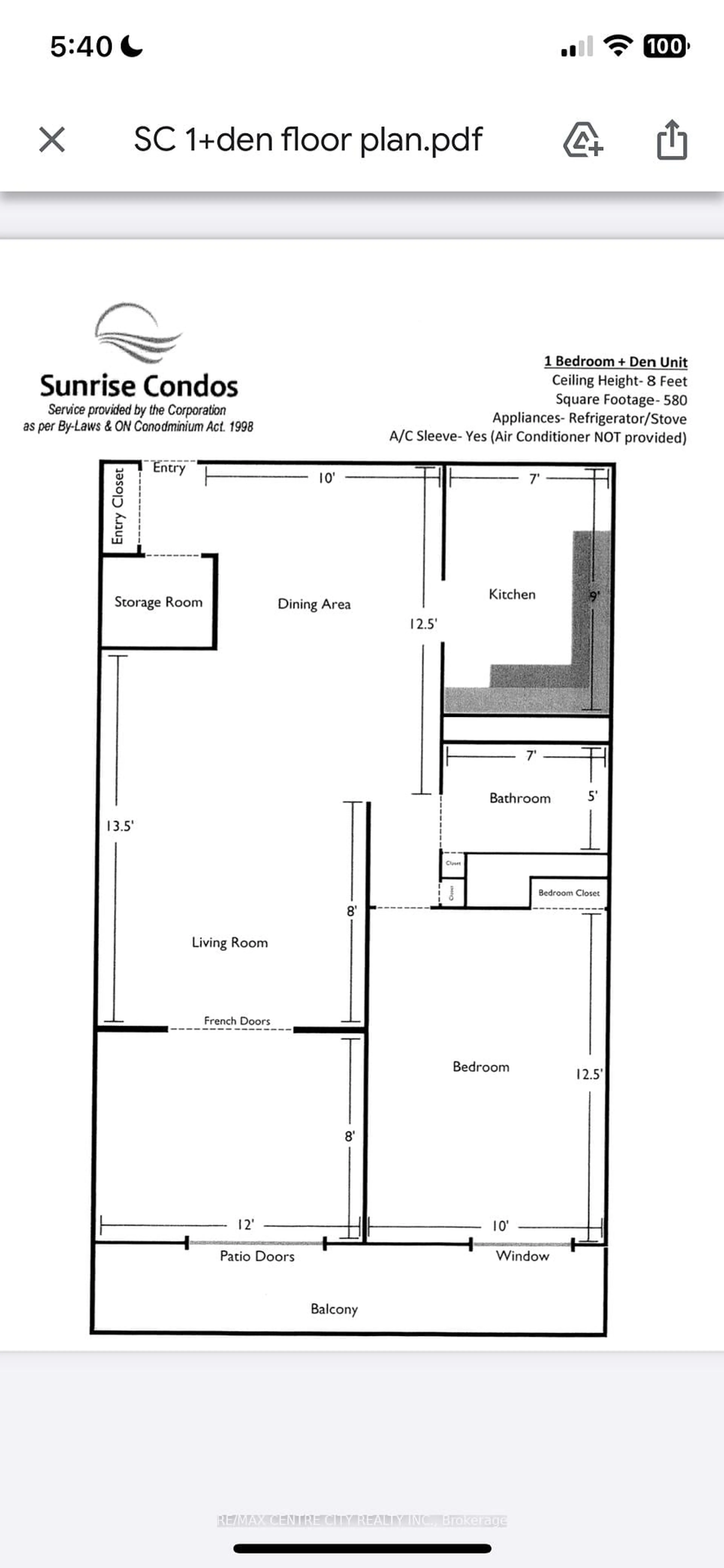 Floor plan for 573 Mornington Ave #801, London East Ontario N5Y 4T9