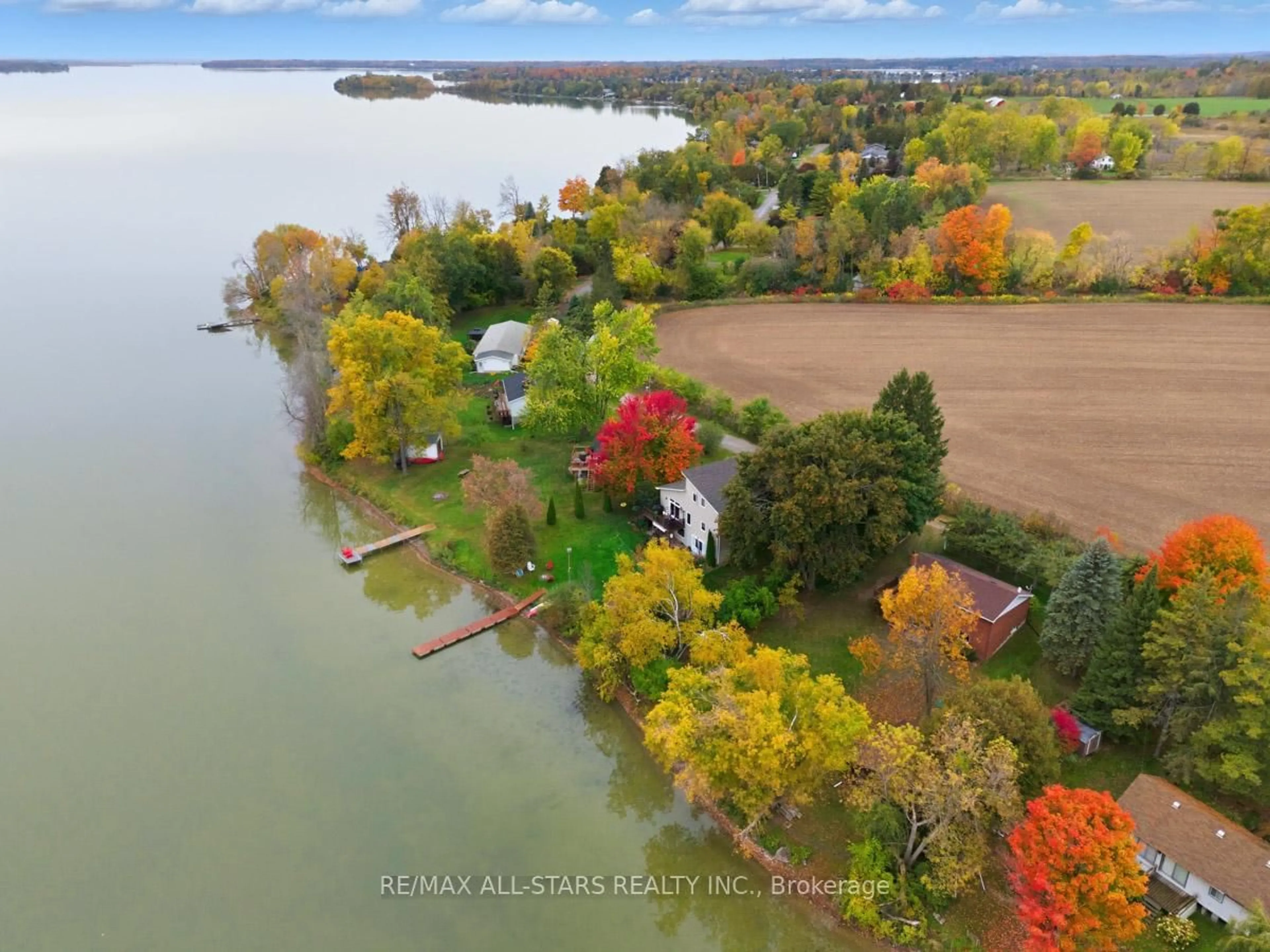 A pic from outside/outdoor area/front of a property/back of a property/a pic from drone, water/lake/river/ocean view for 94 Plum Point Lane, Kawartha Lakes Ontario K0M 2C0