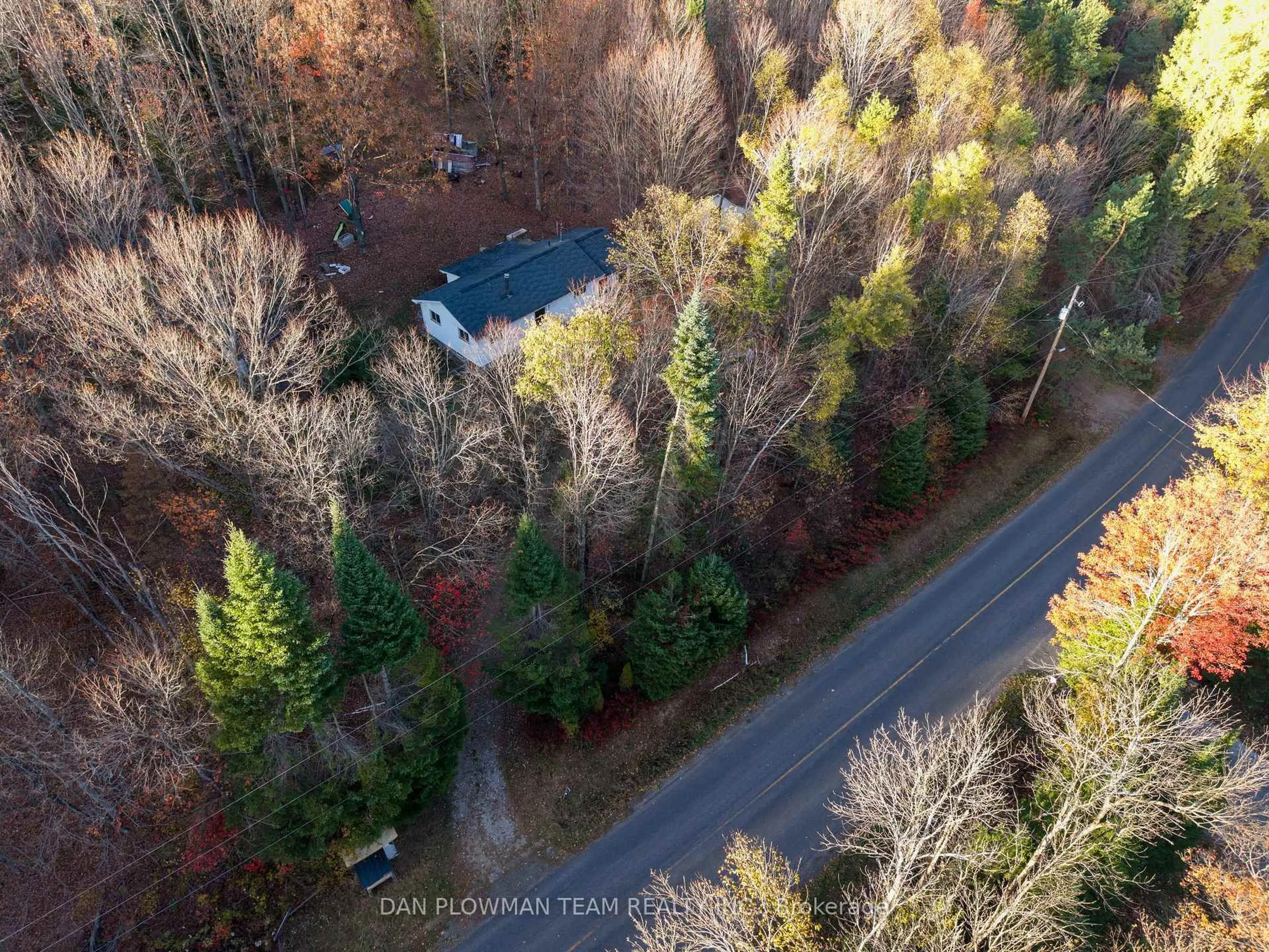 A pic from outside/outdoor area/front of a property/back of a property/a pic from drone, forest/trees view for 1919 Irondale Rd, Highlands East Ontario K0M 2A0