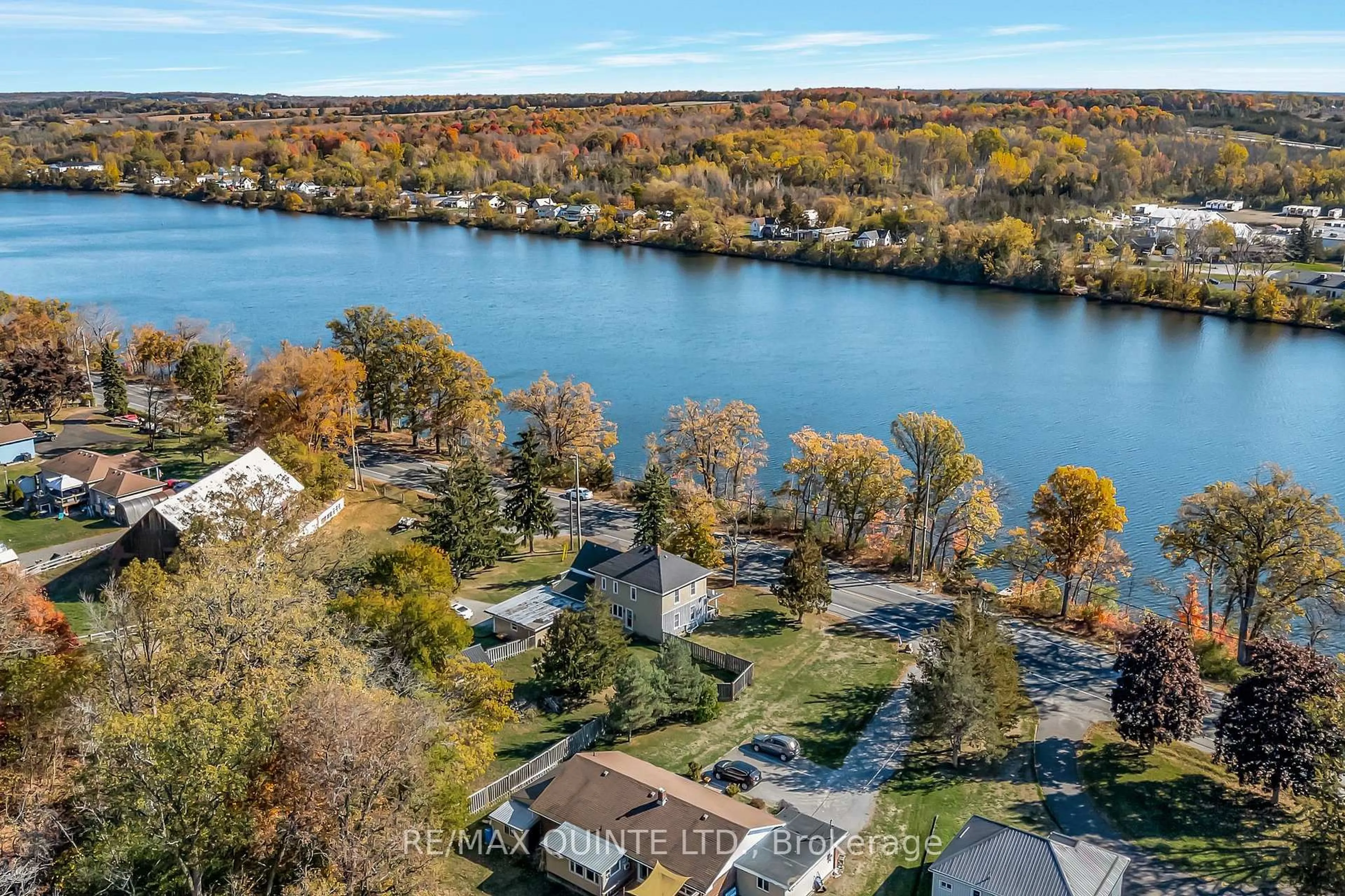 A pic from outside/outdoor area/front of a property/back of a property/a pic from drone, water/lake/river/ocean view for 562 Trenton Frankford Rd, Quinte West Ontario K8V 5P6