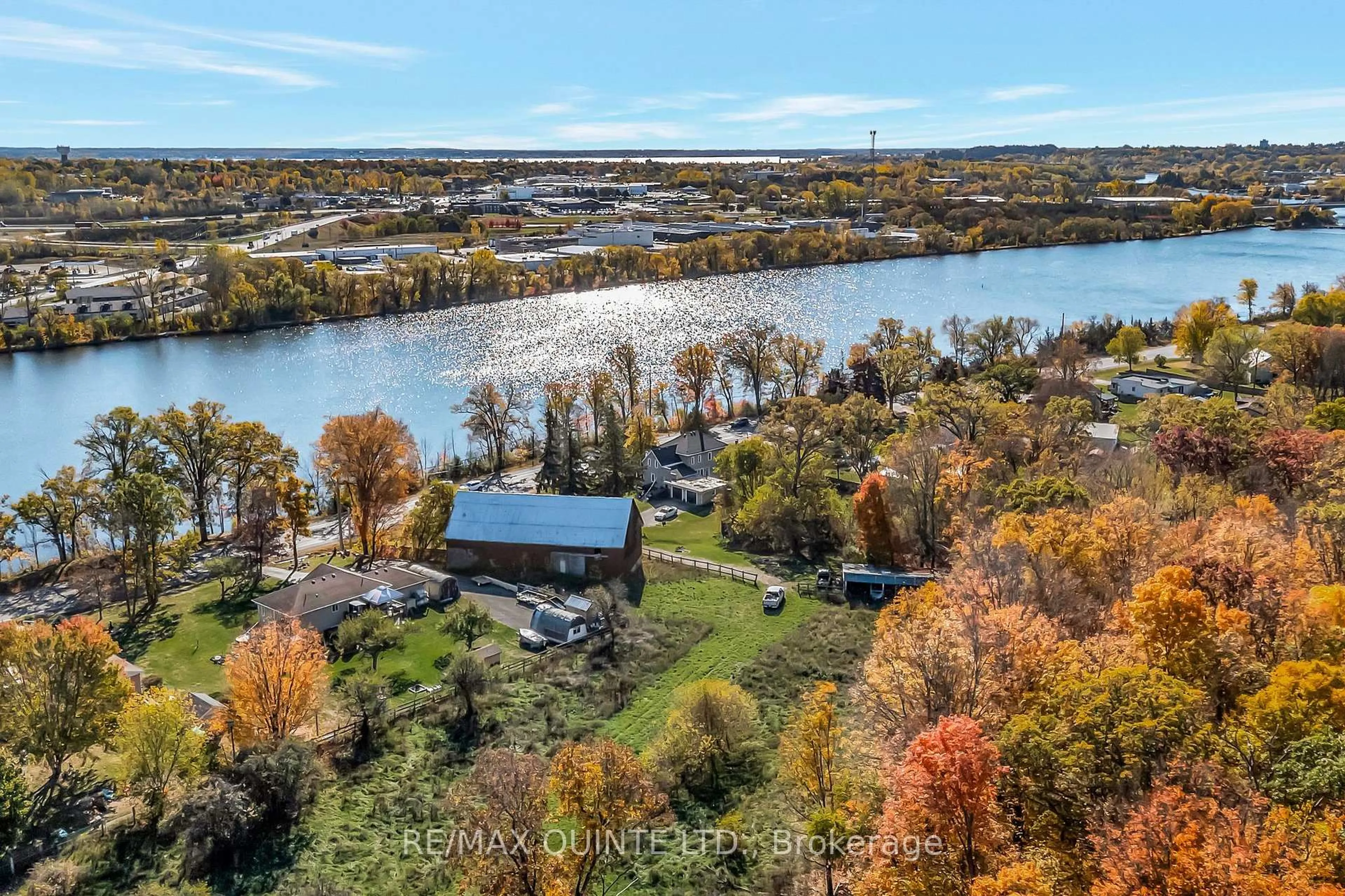 A pic from outside/outdoor area/front of a property/back of a property/a pic from drone, water/lake/river/ocean view for 562 Trenton Frankford Rd, Quinte West Ontario K8V 5P6