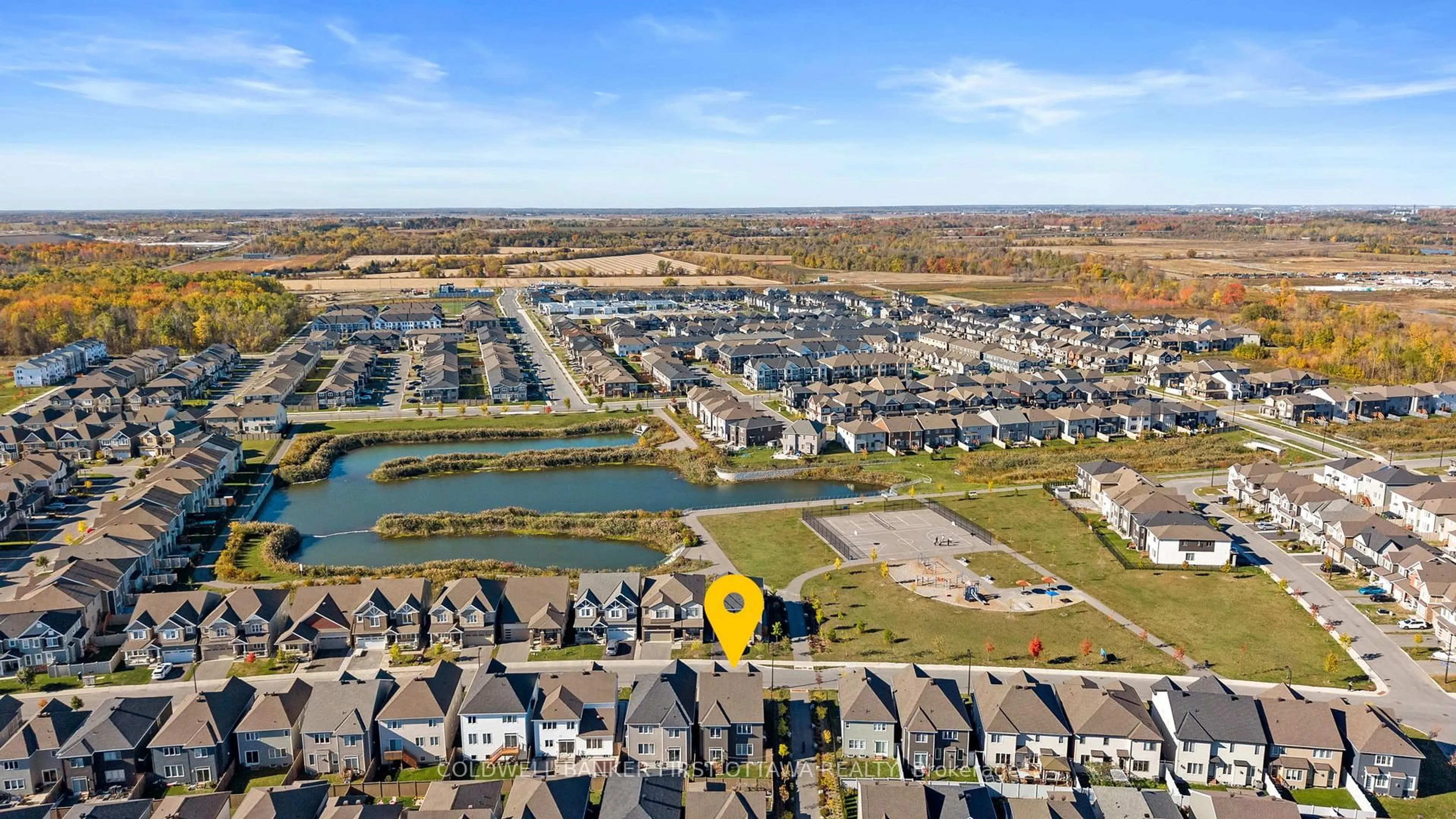 A pic from outside/outdoor area/front of a property/back of a property/a pic from drone, water/lake/river/ocean view for 149 Celestial Grve, Ottawa Ontario K2J 6R6