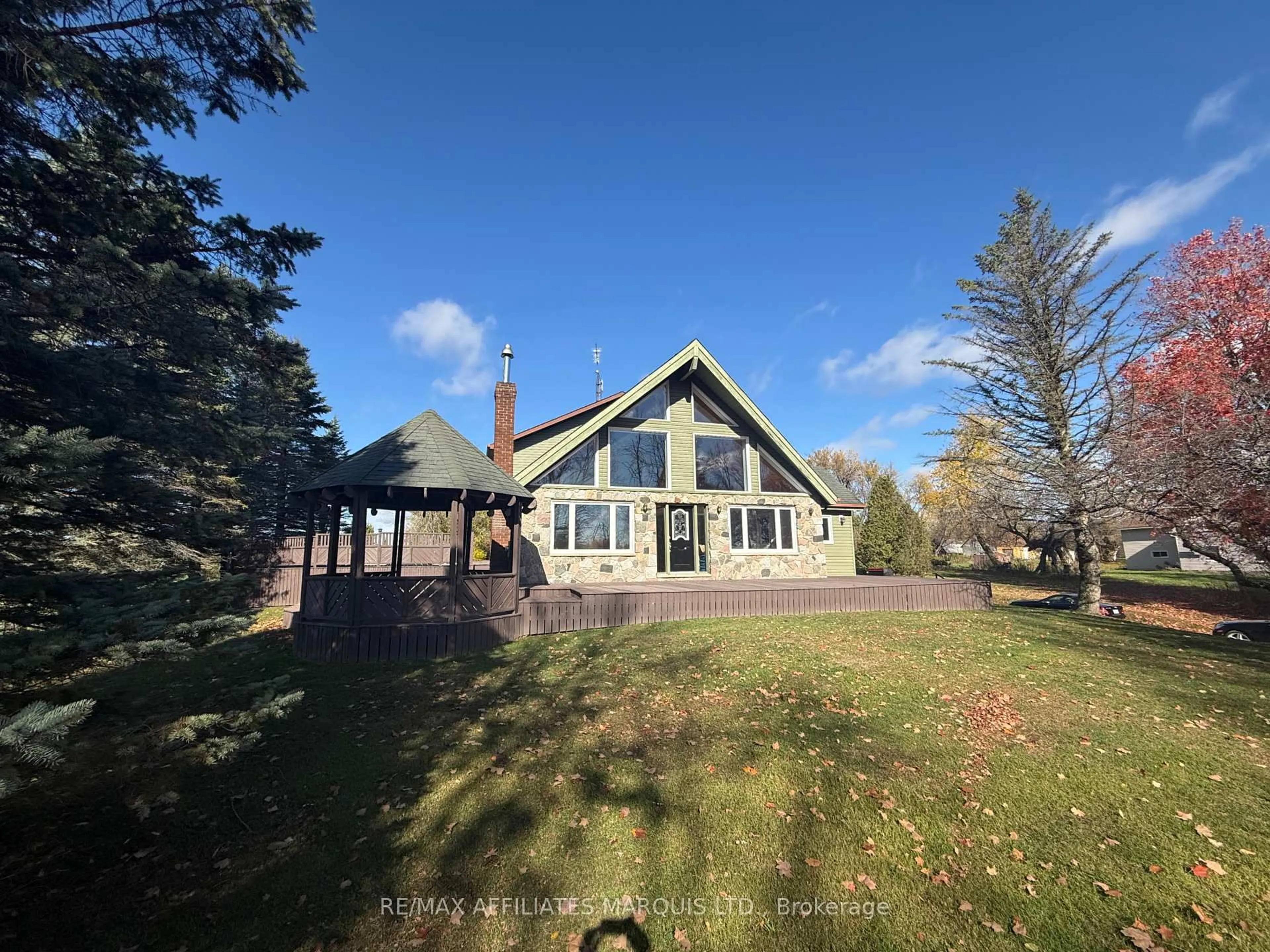 A pic from outside/outdoor area/front of a property/back of a property/a pic from drone, water/lake/river/ocean view for 16855 County Rd 18 Rd, South Stormont Ontario K0C 2A0