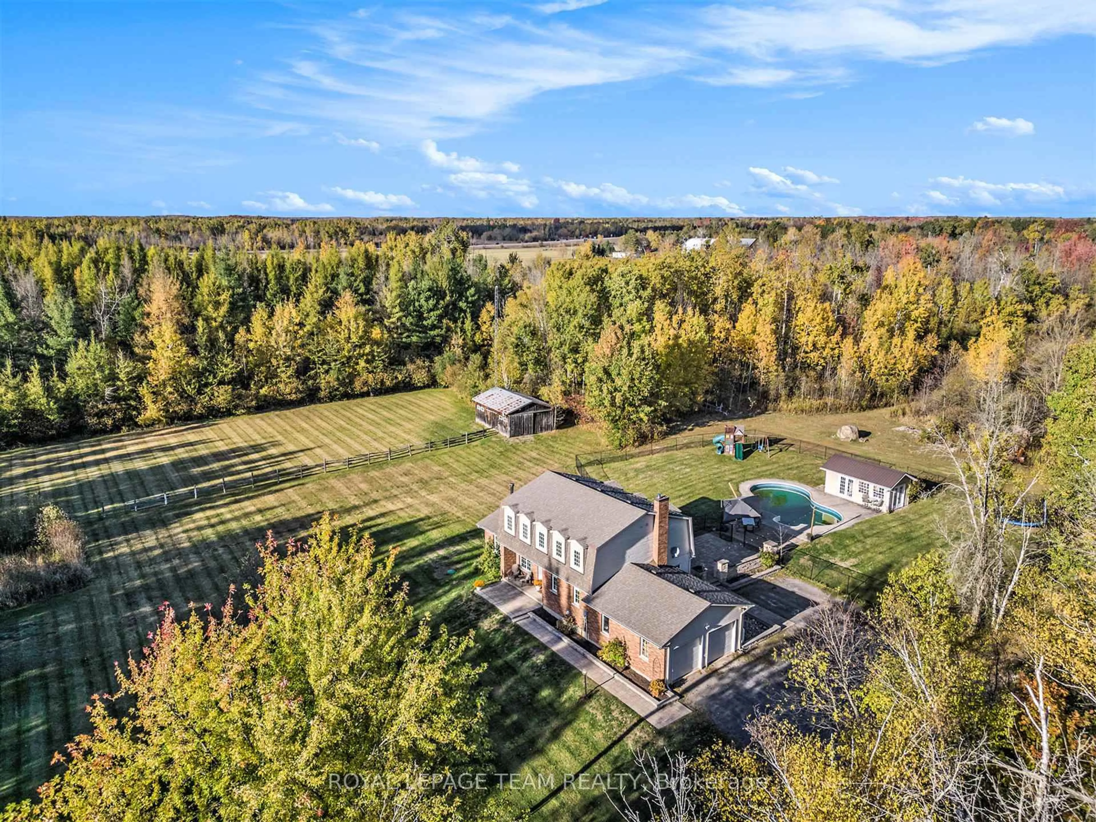 A pic from outside/outdoor area/front of a property/back of a property/a pic from drone, water/lake/river/ocean view for 7521 Fourth Line Rd, Kemptville Ontario K0G 1J0