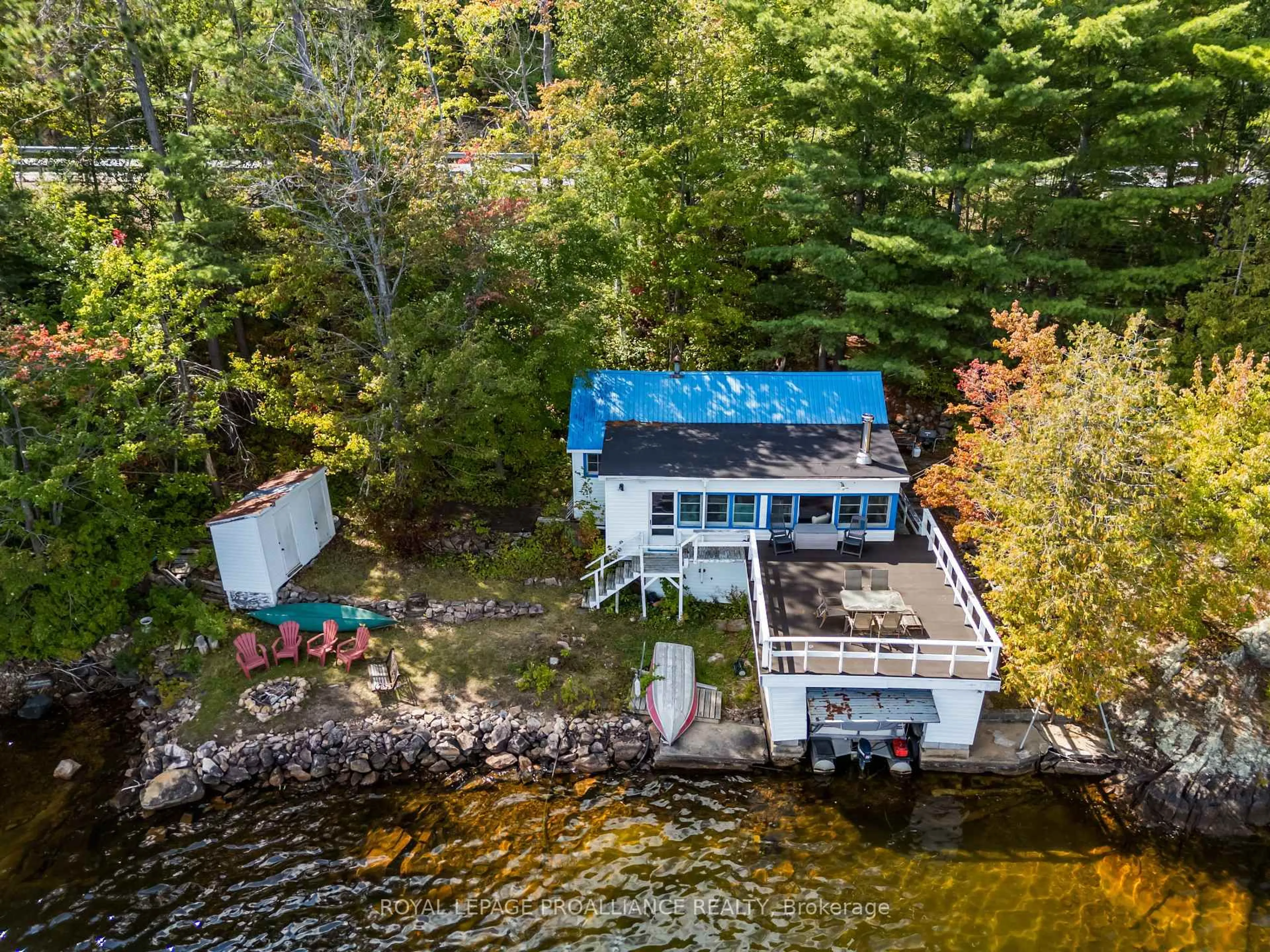 A pic from outside/outdoor area/front of a property/back of a property/a pic from drone, water/lake/river/ocean view for 17547 Highway 41, Cloyne Ontario K0H 1K0