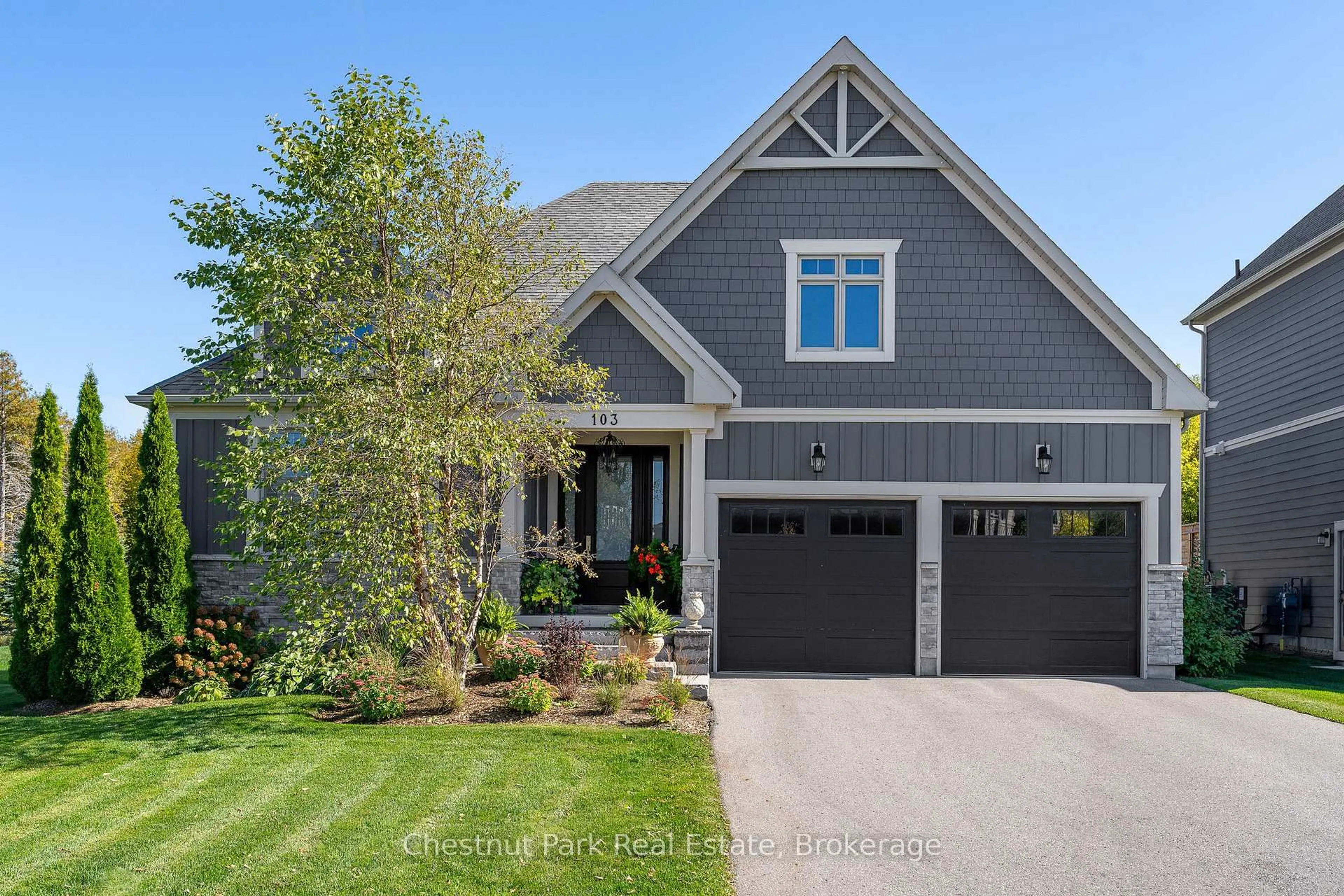 Home with brick exterior material, street for 103 Creekwood Crt, Blue Mountains Ontario L9Y 0V1