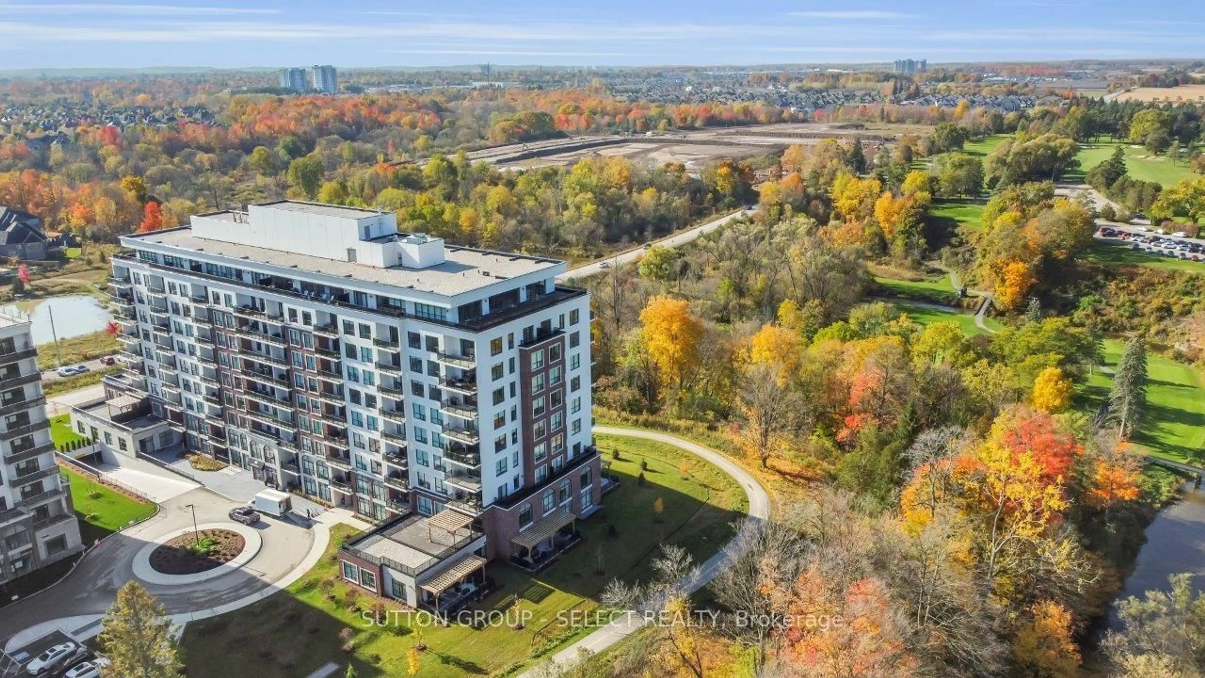 A pic from outside/outdoor area/front of a property/back of a property/a pic from drone, city buildings view from balcony for 460 Callaway Rd #1001, London North Ontario N6G 0Z2