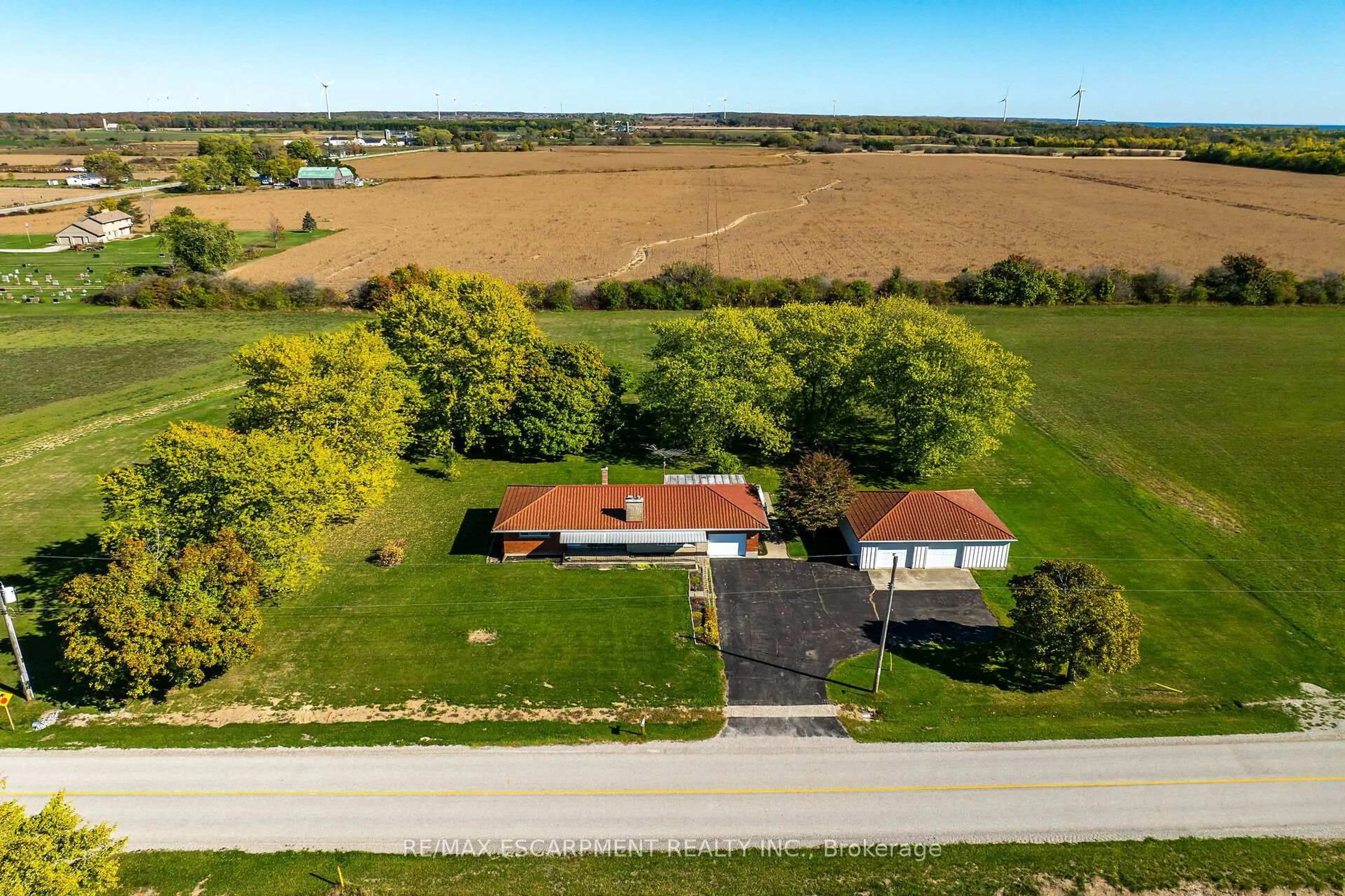 A pic from outside/outdoor area/front of a property/back of a property/a pic from drone, water/lake/river/ocean view for 182 Sweets Corners Rd, Haldimand Ontario N0A 1P0