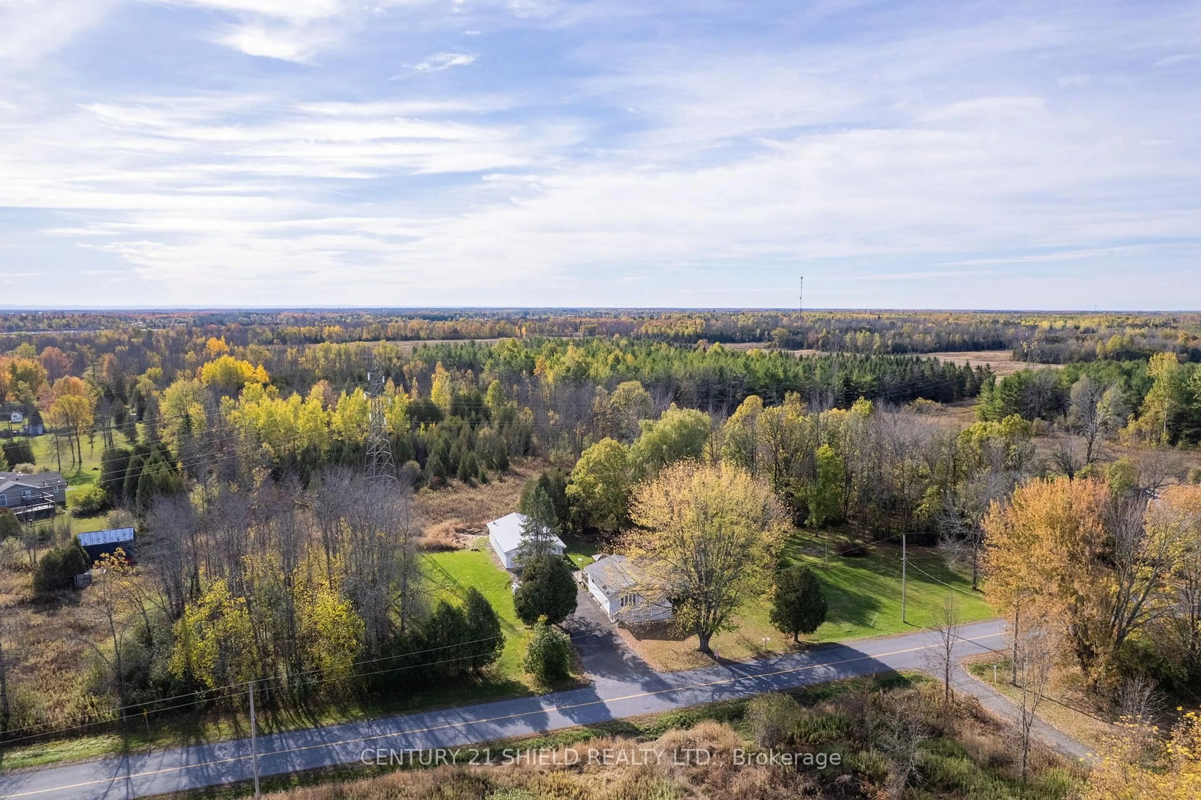A pic from outside/outdoor area/front of a property/back of a property/a pic from drone, water/lake/river/ocean view for 14276 Dafoe Rd, South Stormont Ontario K0C 1M0