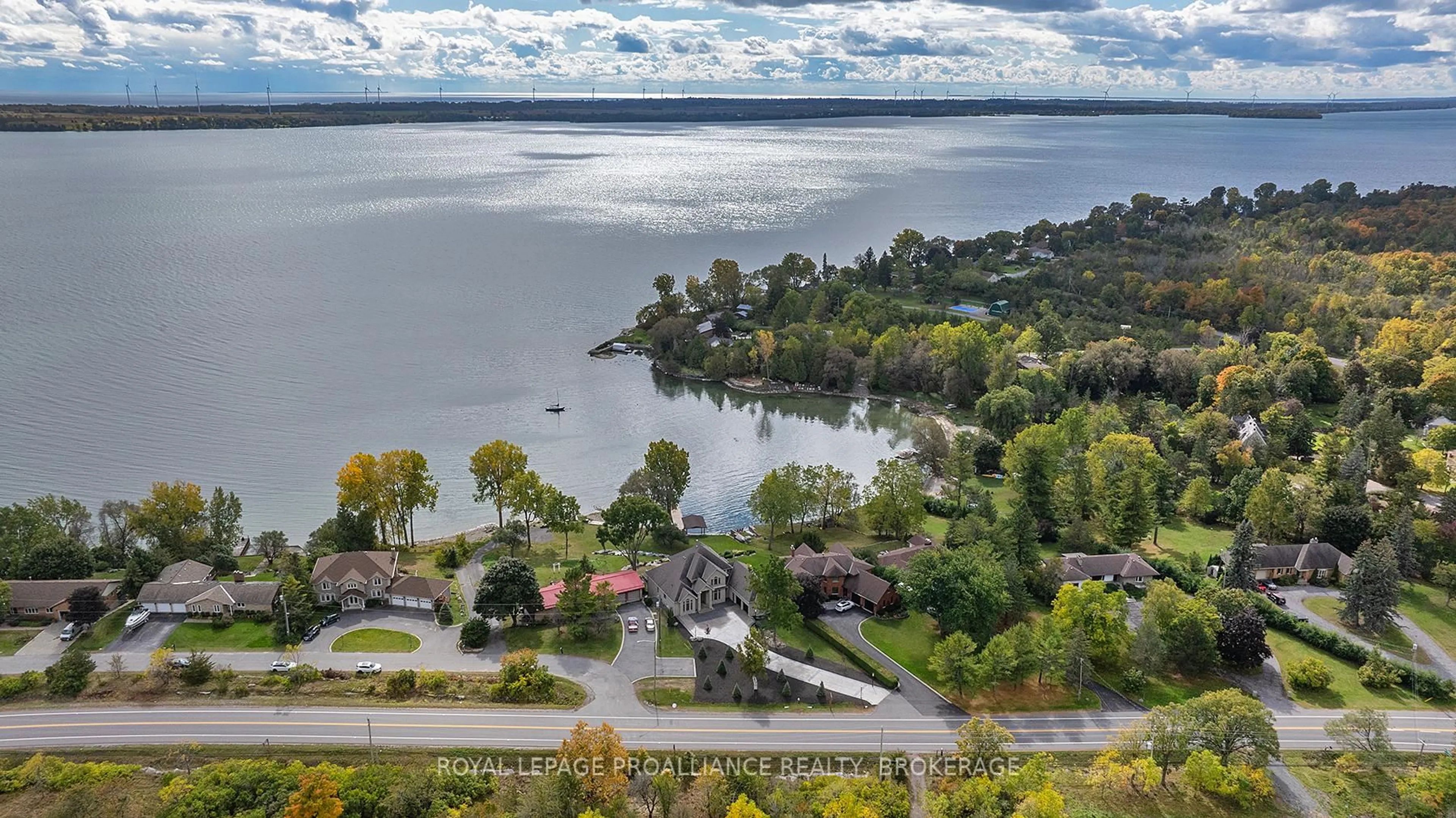 A pic from outside/outdoor area/front of a property/back of a property/a pic from drone, water/lake/river/ocean view for 4744 Bath Rd, Bath Ontario K0H 1G0