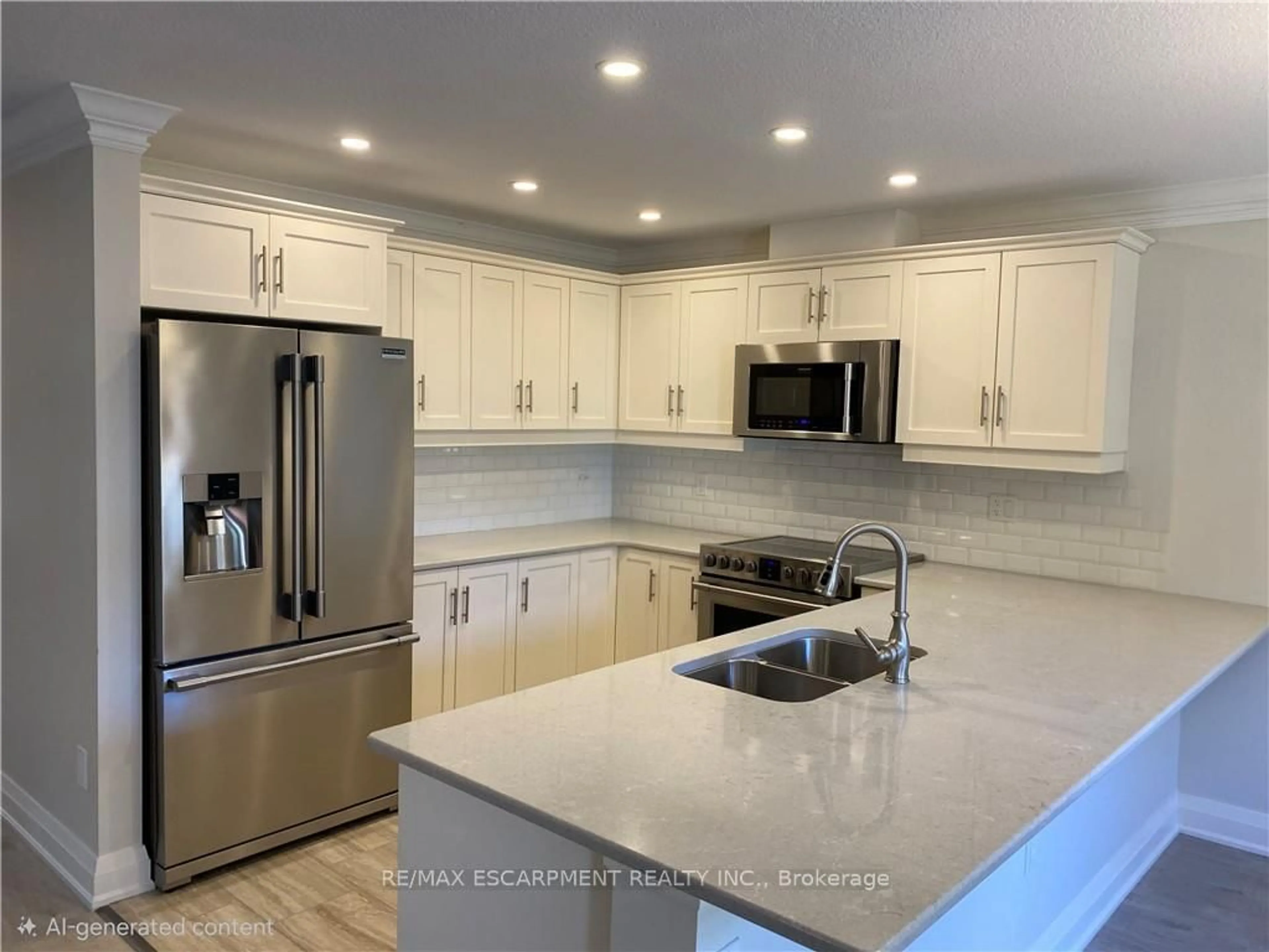 Open concept kitchen, ceramic/tile floor for 21 Bishop Sherlock Lane, Hamilton Ontario L9B 2S5