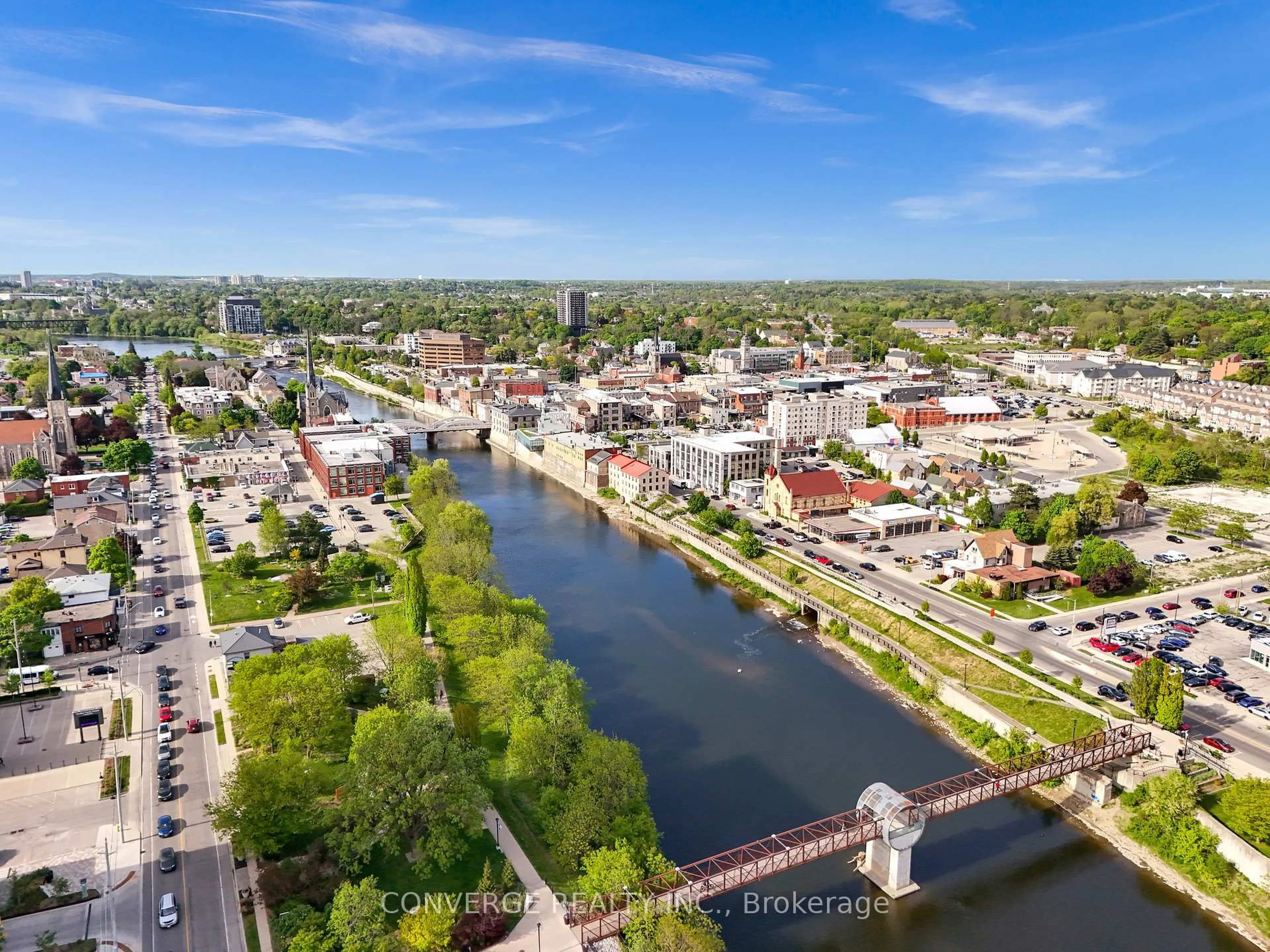 A pic from outside/outdoor area/front of a property/back of a property/a pic from drone, water/lake/river/ocean view for 15 Glebe St #1903, Cambridge Ontario N1S 0C3