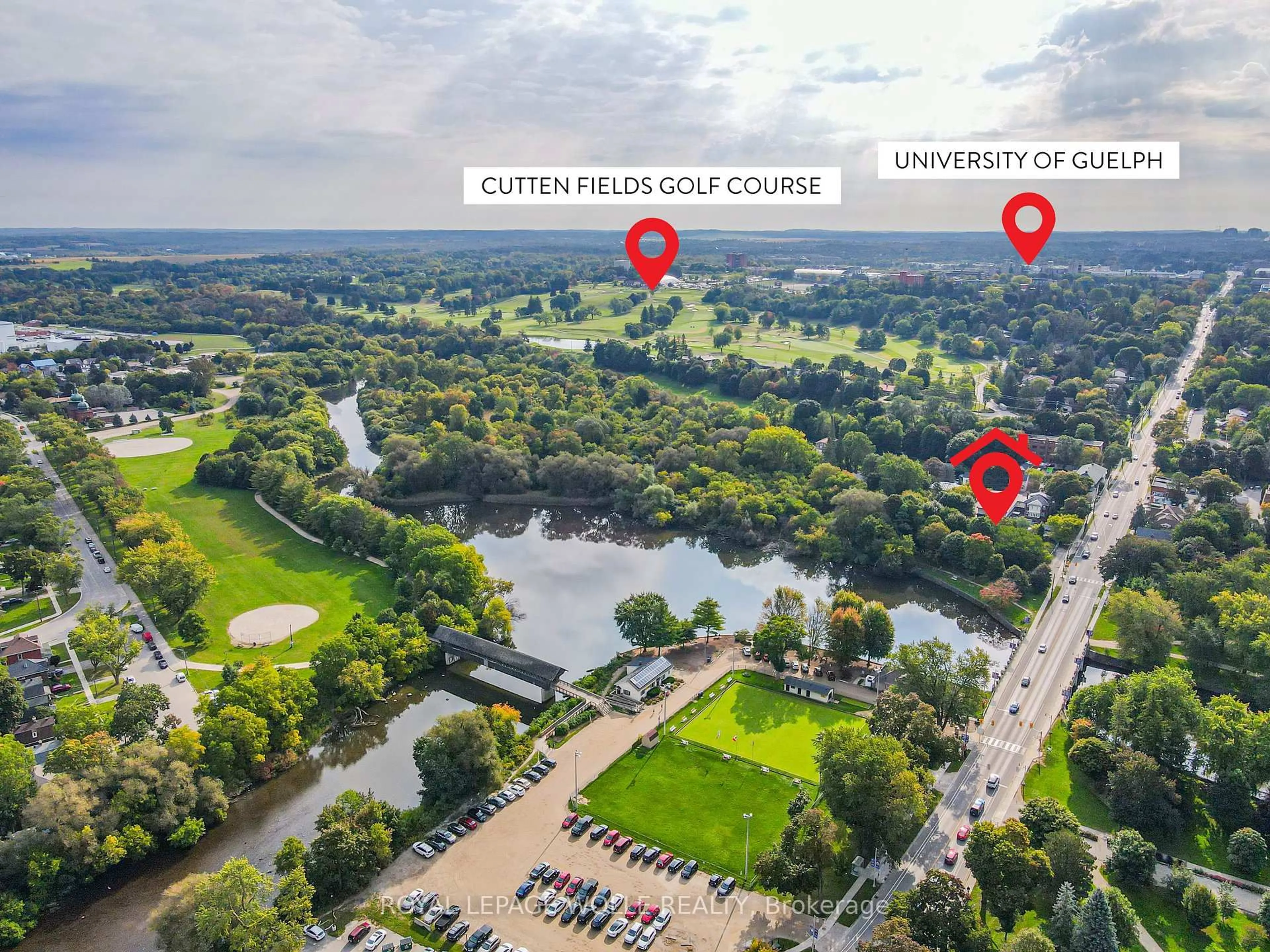 A pic from outside/outdoor area/front of a property/back of a property/a pic from drone, water/lake/river/ocean view for 180 Gordon St #7, Guelph Ontario N1G 1X1