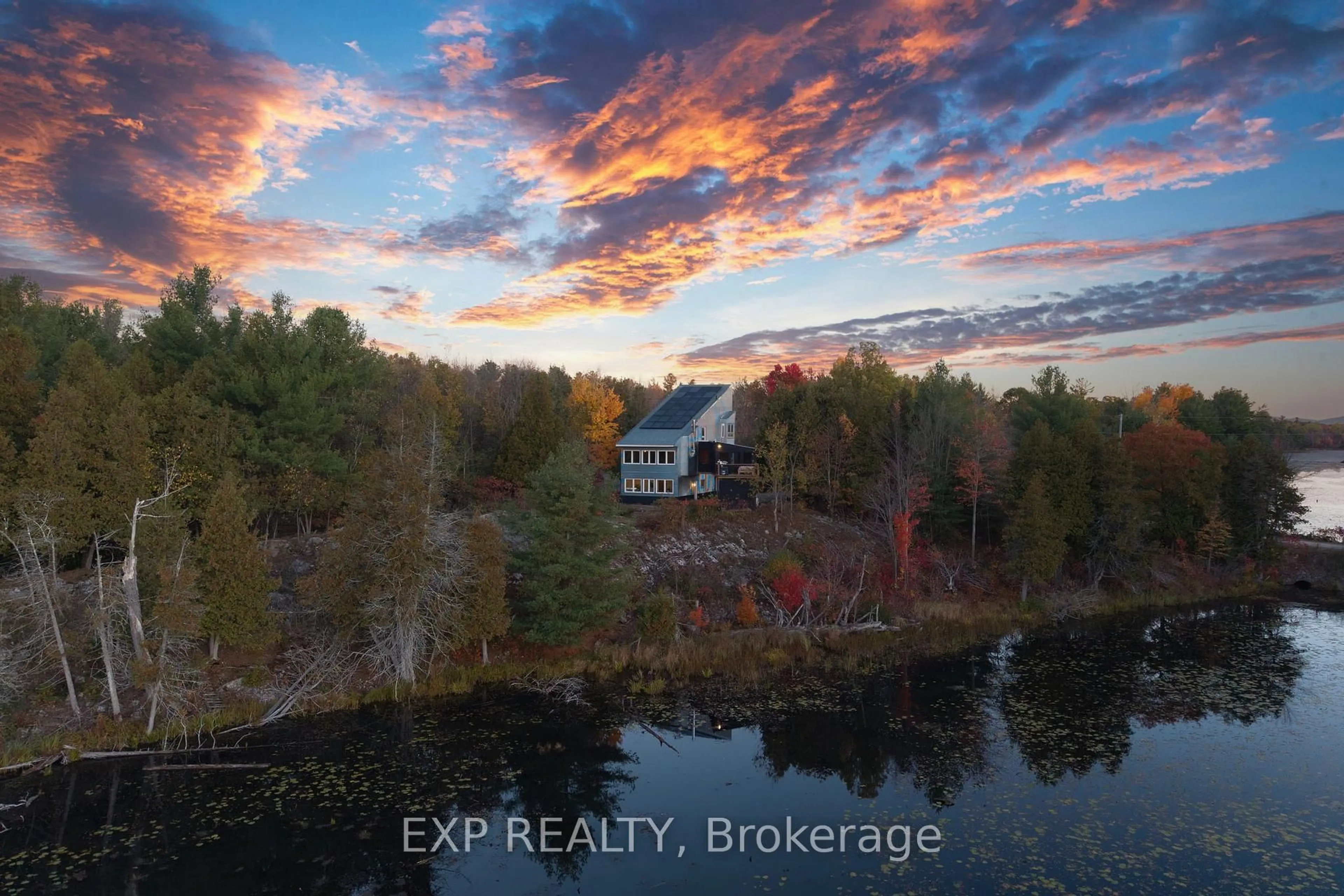 A pic from outside/outdoor area/front of a property/back of a property/a pic from drone, water/lake/river/ocean view for 225 Woodcock's Mills Rd, Tamworth Ontario K0K 3G0