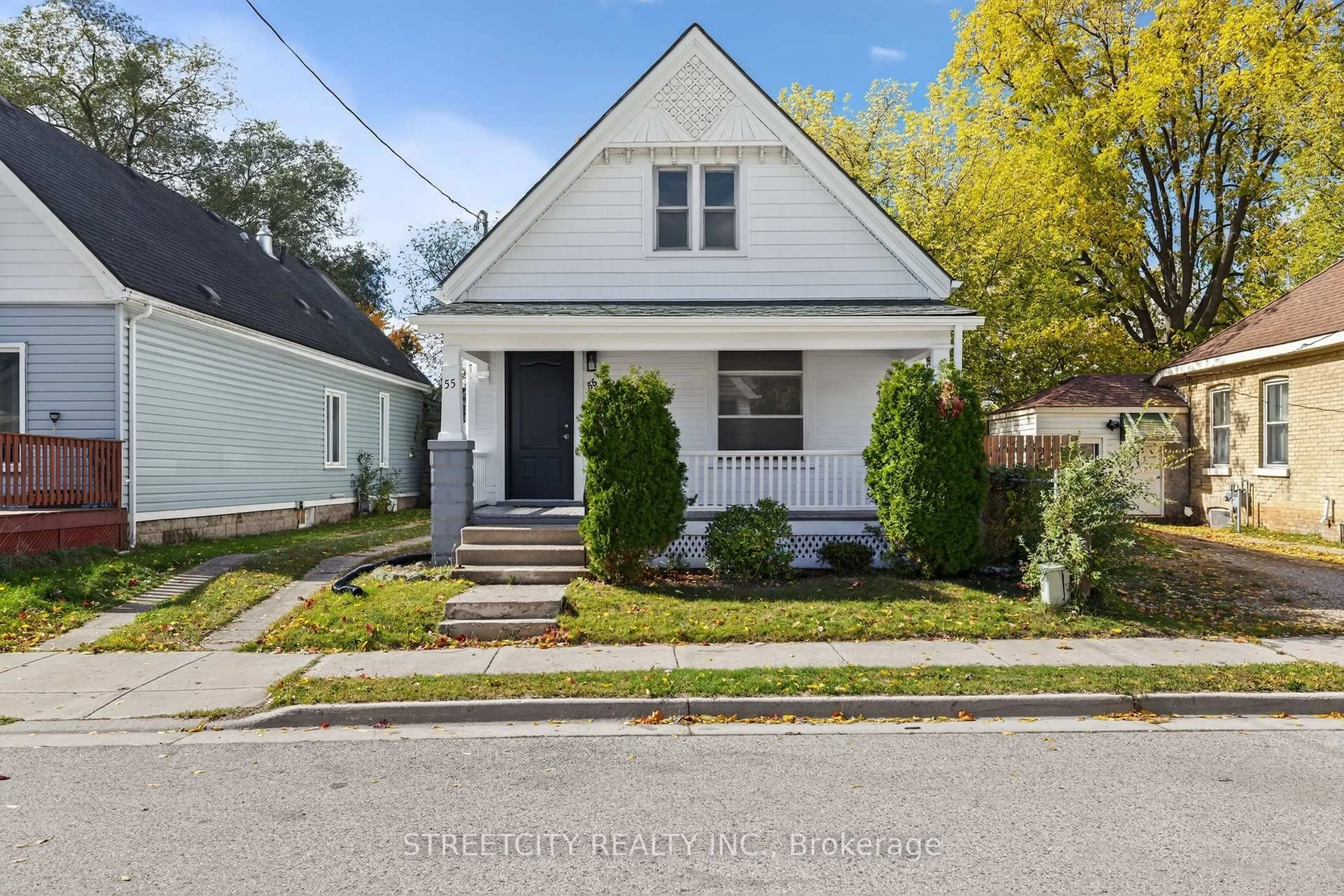 Home with vinyl exterior material, street for 55 Hydro St, London East Ontario N5Z 2H5
