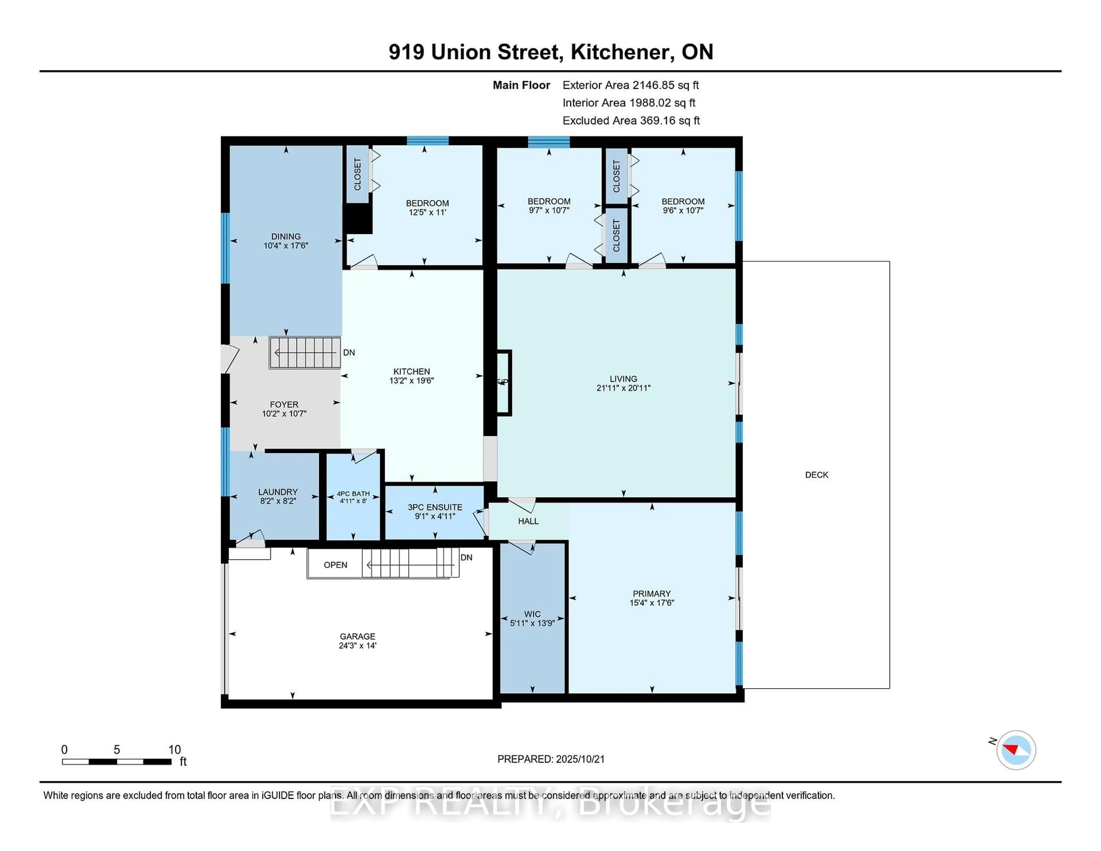 Floor plan for 919 Union St, Kitchener Ontario N2H 6J3