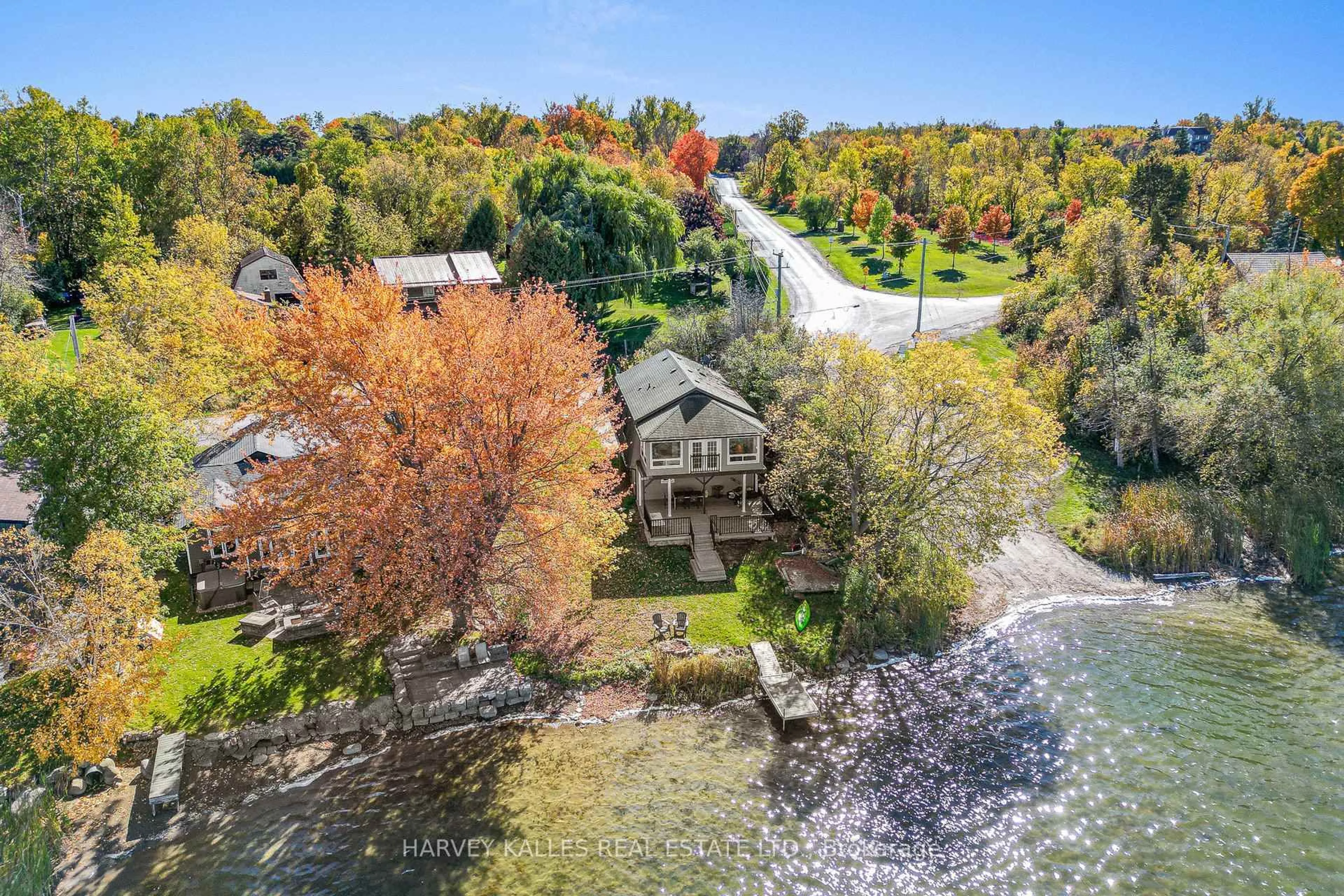 A pic from outside/outdoor area/front of a property/back of a property/a pic from drone, water/lake/river/ocean view for 1 McGill Dr, Kawartha Lakes Ontario K9V 4R4