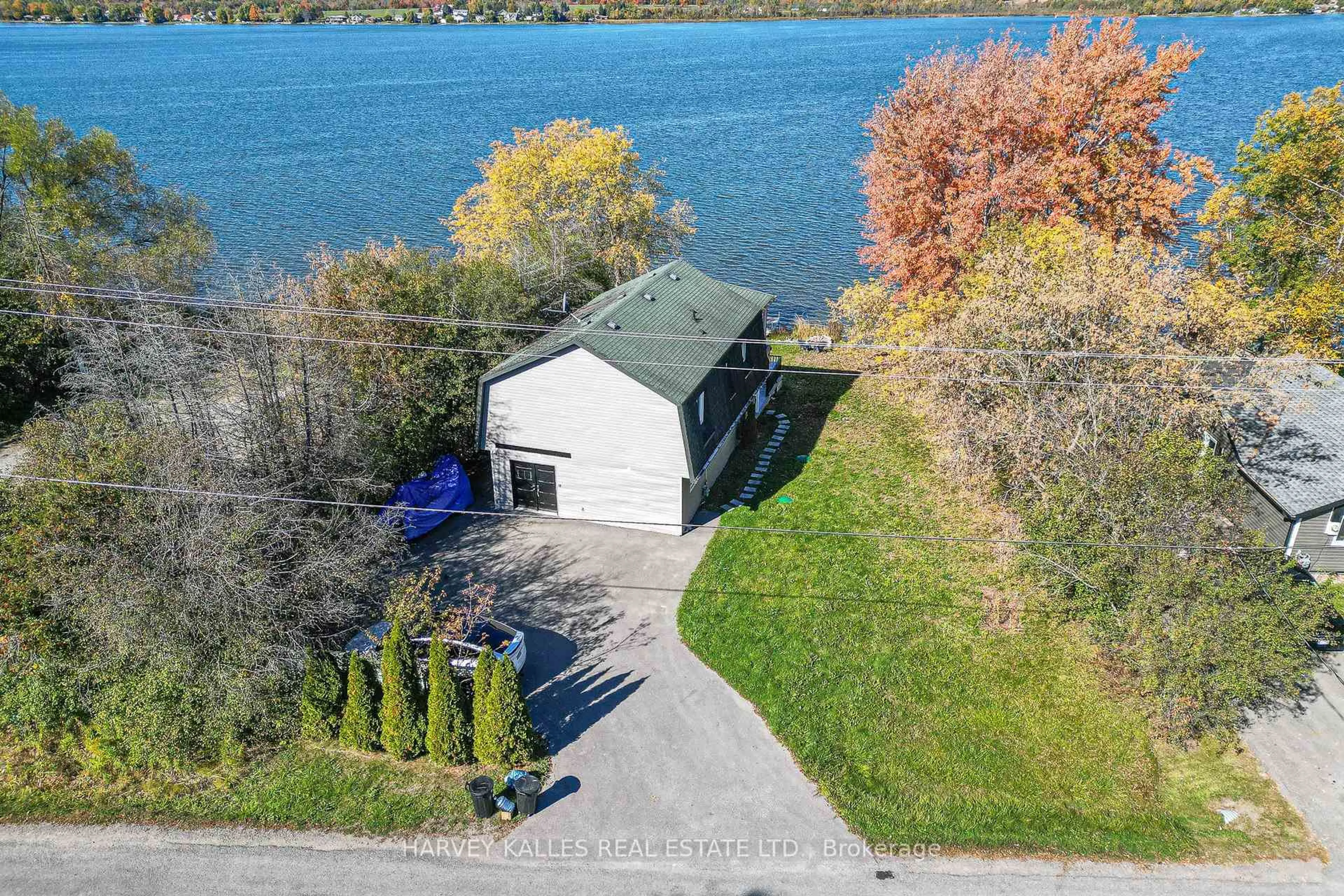 A pic from outside/outdoor area/front of a property/back of a property/a pic from drone, water/lake/river/ocean view for 1 McGill Dr, Kawartha Lakes Ontario K9V 4R4