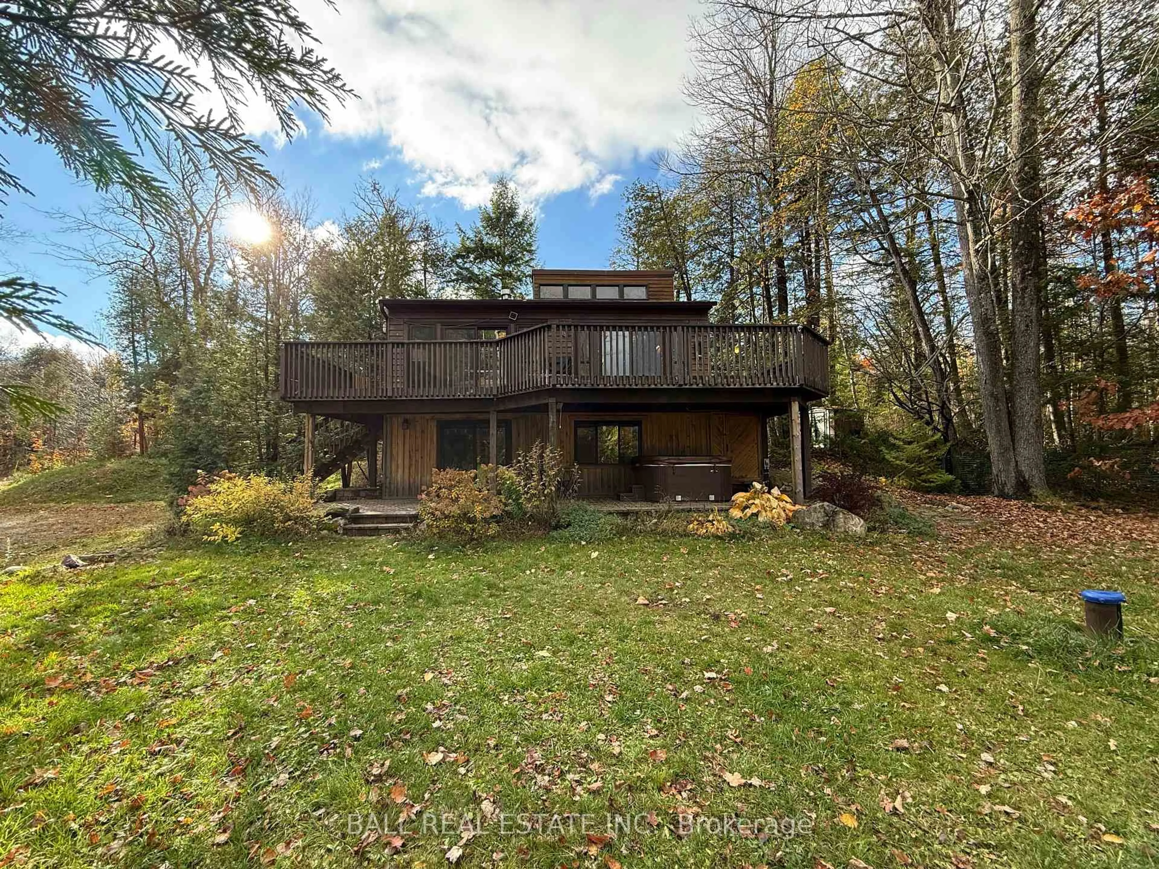 A pic from outside/outdoor area/front of a property/back of a property/a pic from drone, forest/trees view for 344 Cedarwood Dr, Trent Lakes Ontario K0L 1J0