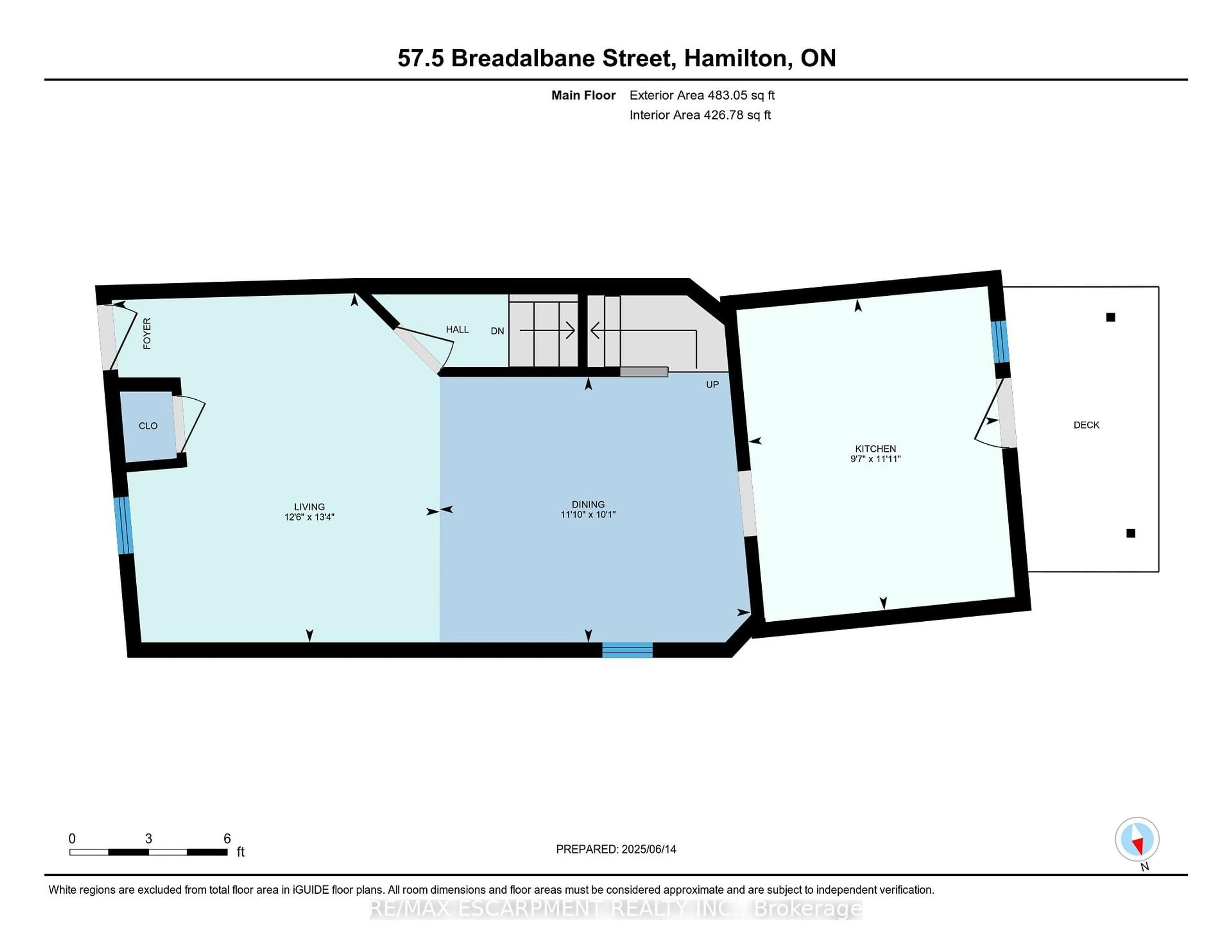 Floor plan for 57 1/2 Breadalbane St, Hamilton Ontario L8R 3G2