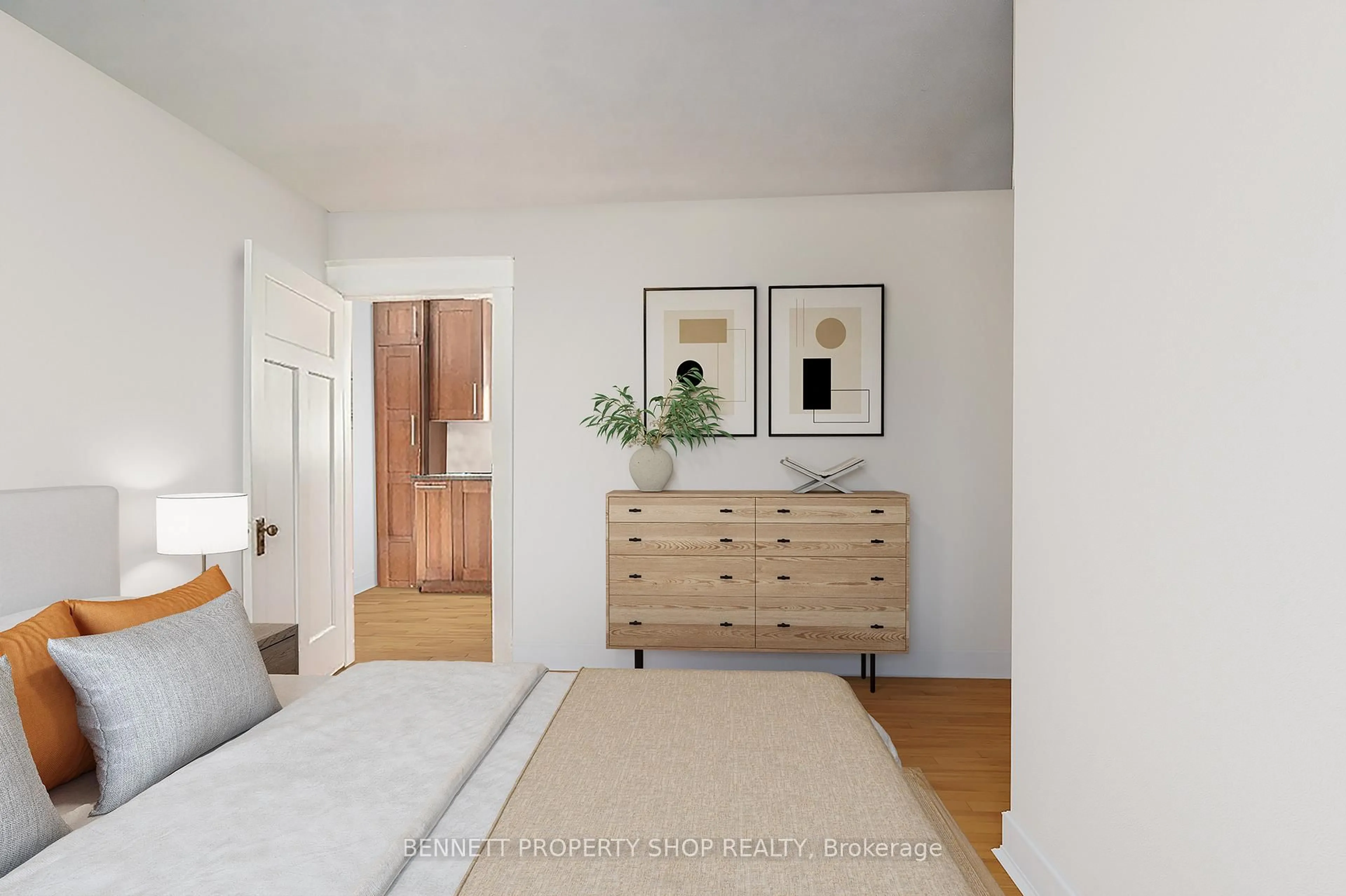 Bedroom with bed, wood/laminate floor for 51 Smirle Ave, Ottawa Ontario K1Y 0S2