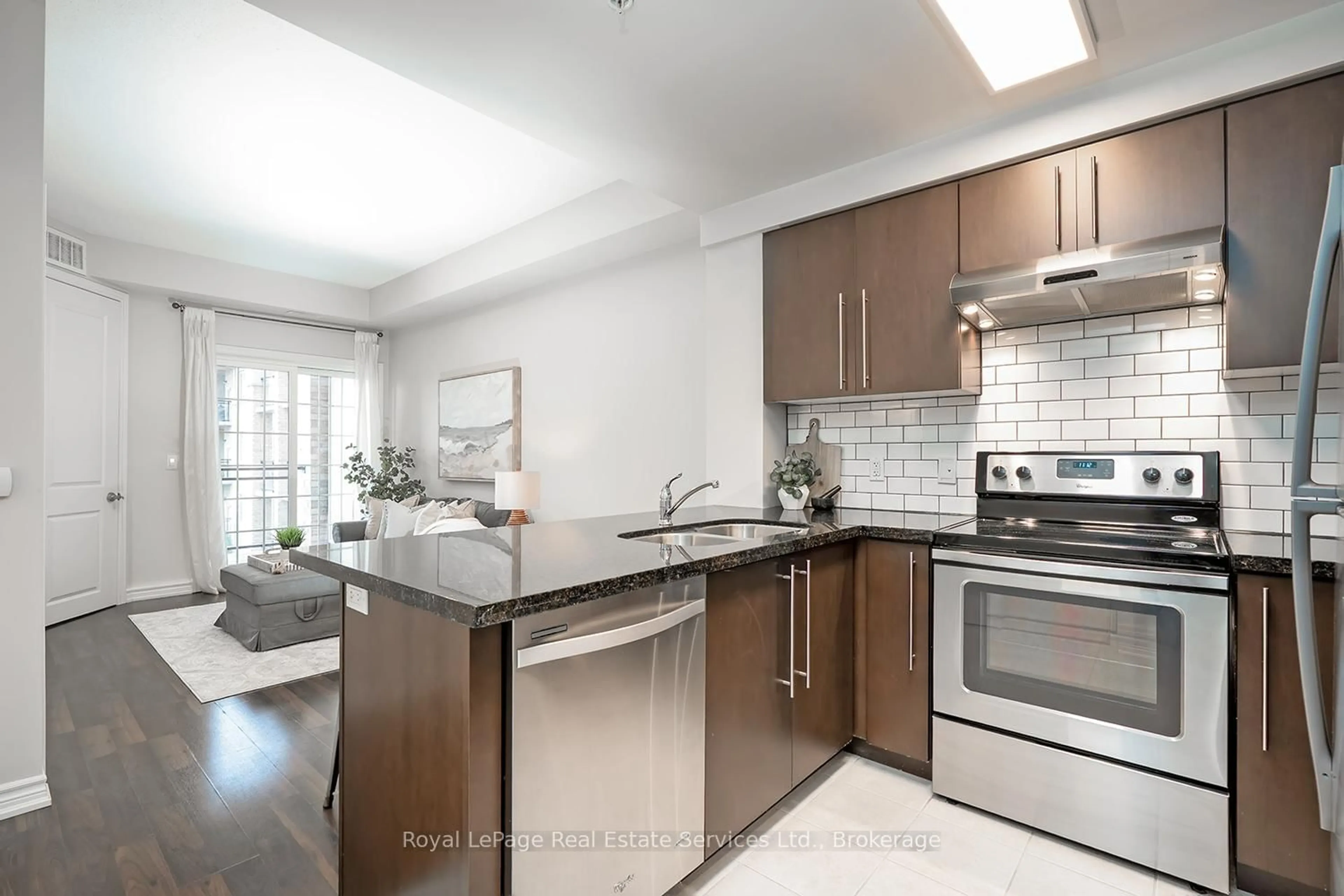 Open concept kitchen, ceramic/tile floor for 1077 Gordon St #337, Guelph Ontario N1G 0E3