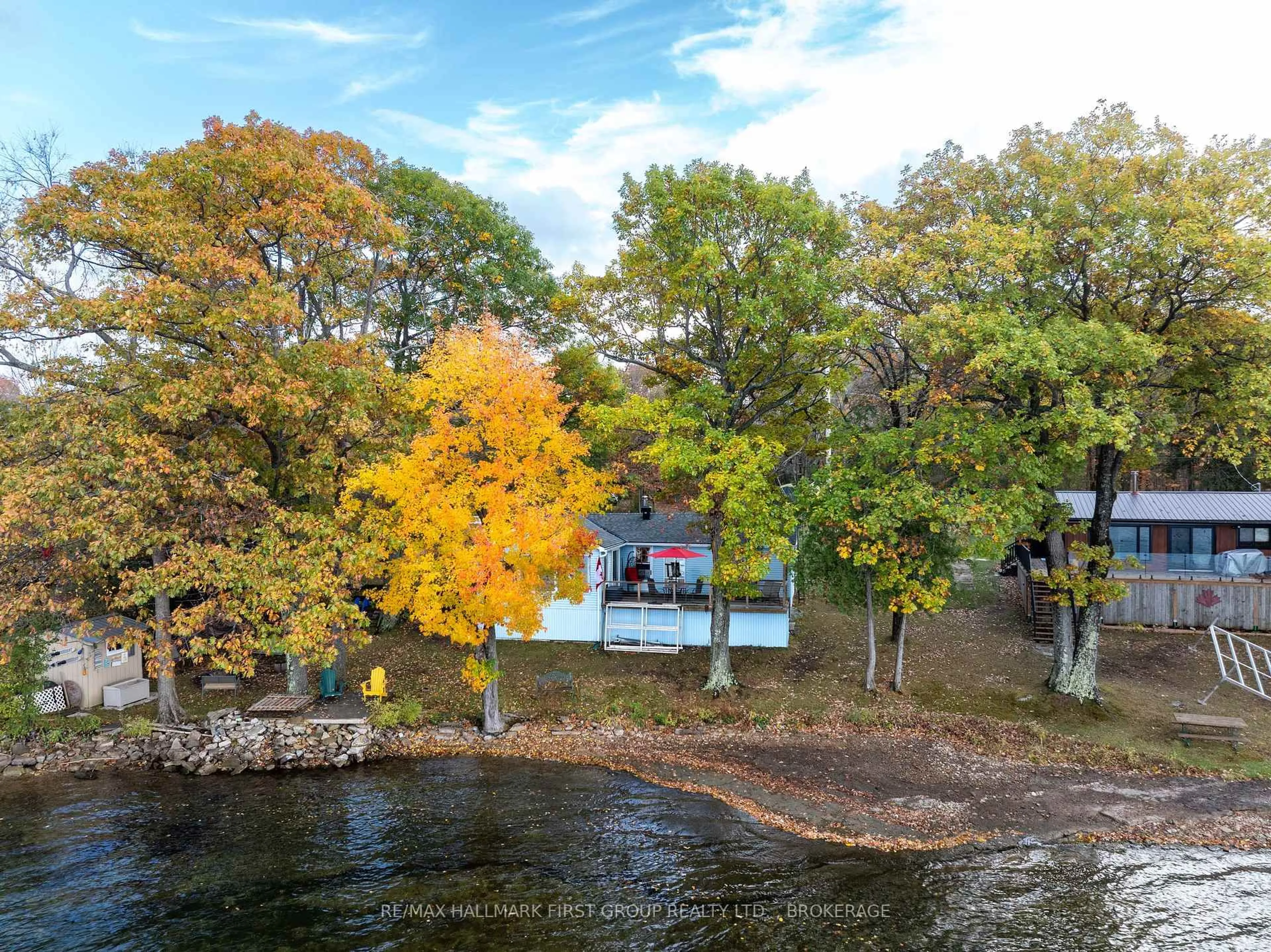 A pic from outside/outdoor area/front of a property/back of a property/a pic from drone, water/lake/river/ocean view for 1208 Narrows Lock Rd, Rideau Lakes Ontario K0G 1J0
