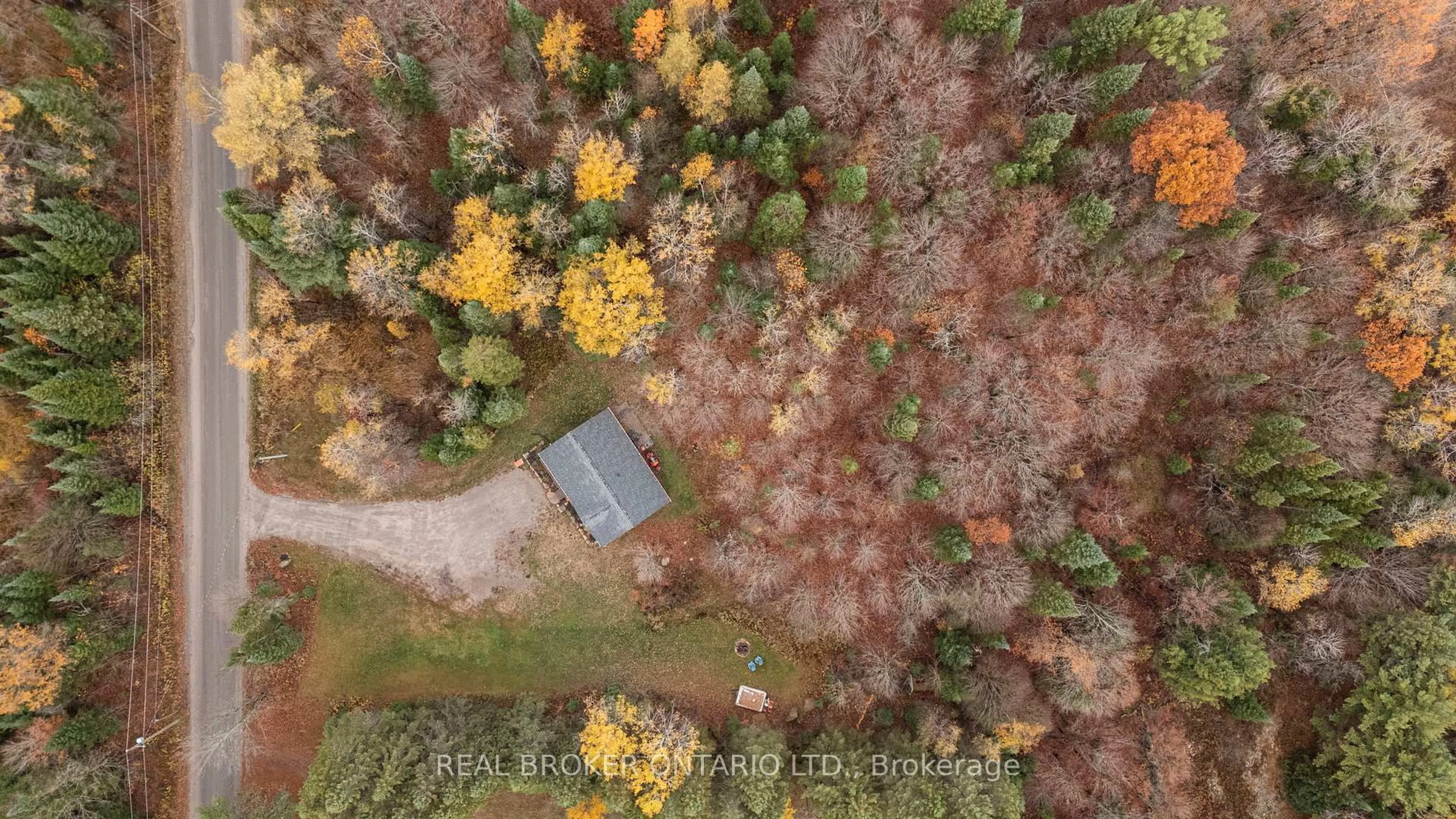 A pic from outside/outdoor area/front of a property/back of a property/a pic from drone, forest/trees view for 1402 Queens Line Rd, Minden Hills Ontario K0M 2K0