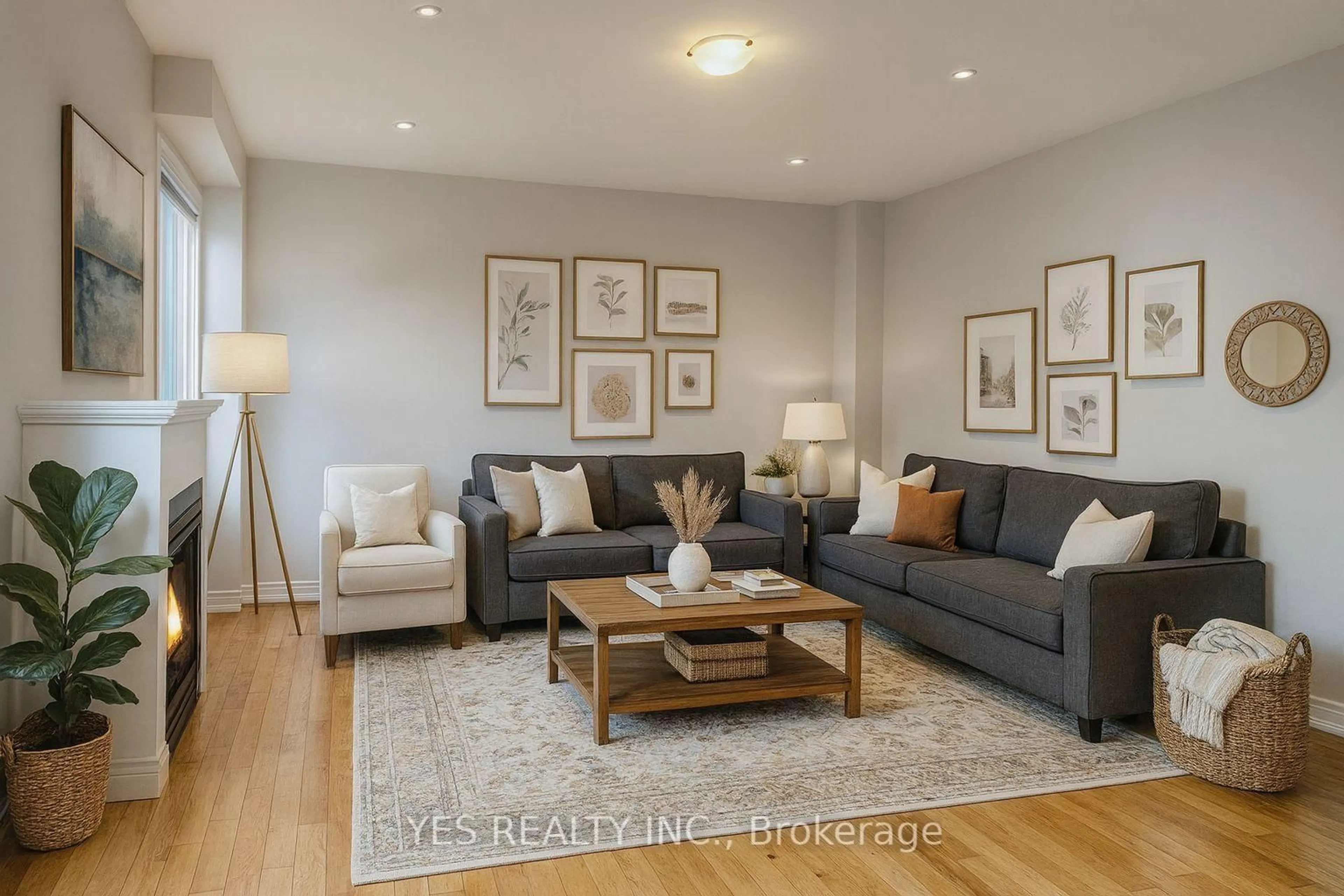 Living room with furniture, wood/laminate floor for 187 Provident Way, Hamilton Ontario L0R 1W0