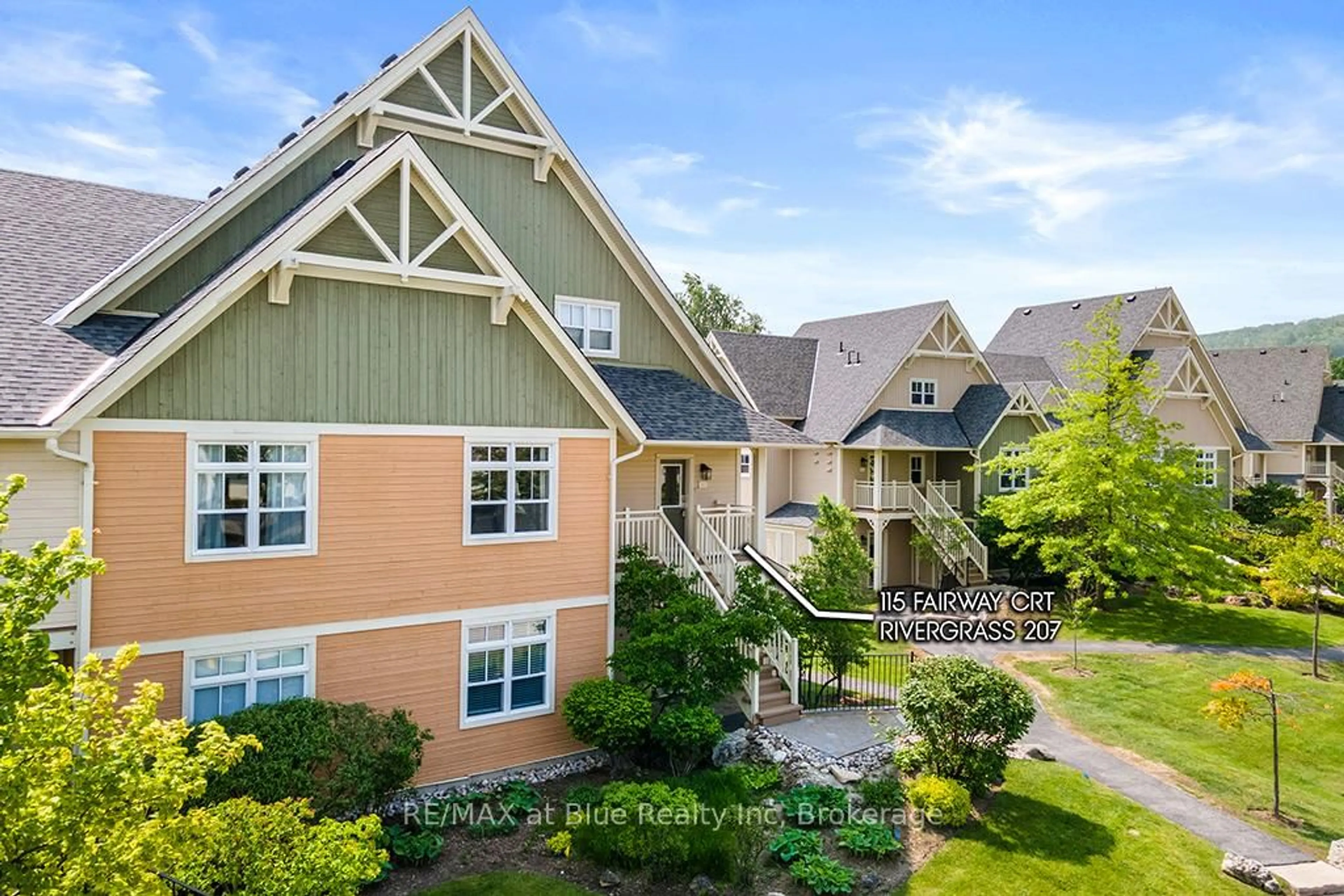 A pic from outside/outdoor area/front of a property/back of a property/a pic from drone, mountain view for 115 Fairway Crt #207, Blue Mountains Ontario L9Y 0V1