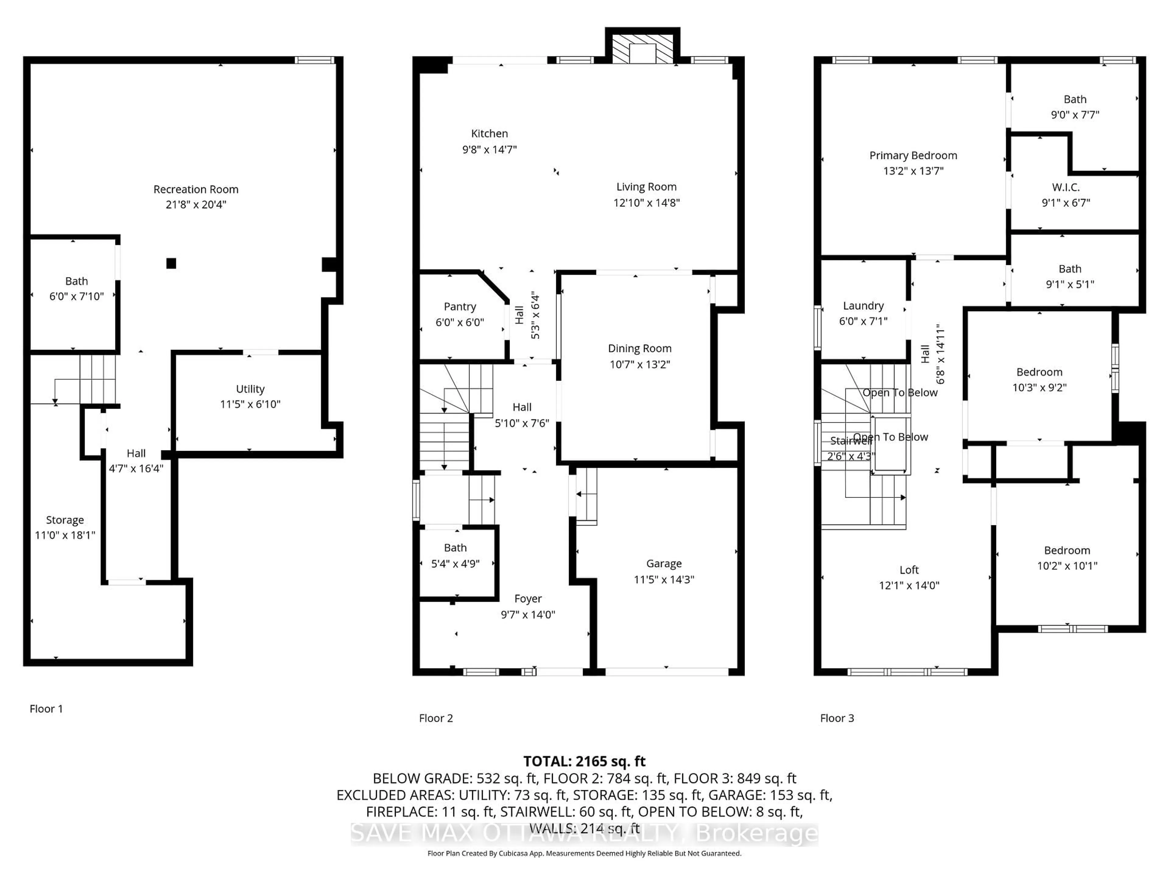 Floor plan for 531 Millars Sound Way, Ottawa Ontario K2J 0R5