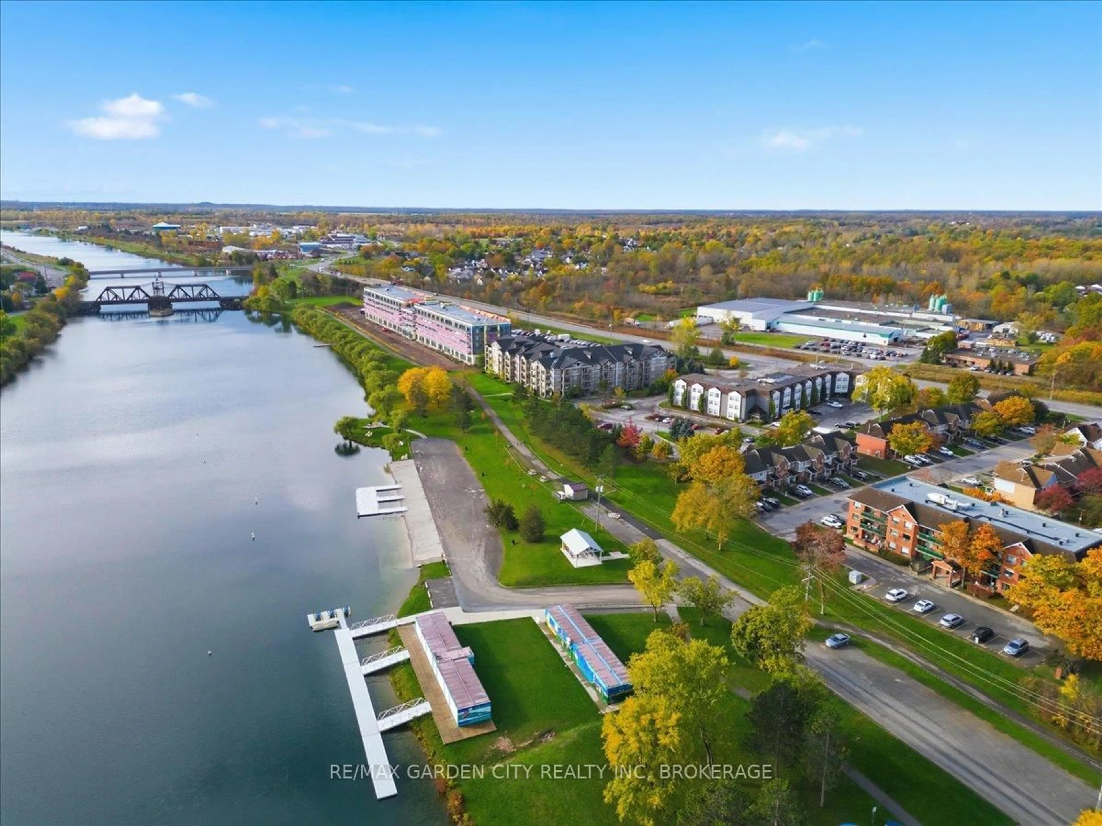 A pic from outside/outdoor area/front of a property/back of a property/a pic from drone, water/lake/river/ocean view for 330 PRINCE CHARLES Dr #1402, Welland Ontario L3C 7B3