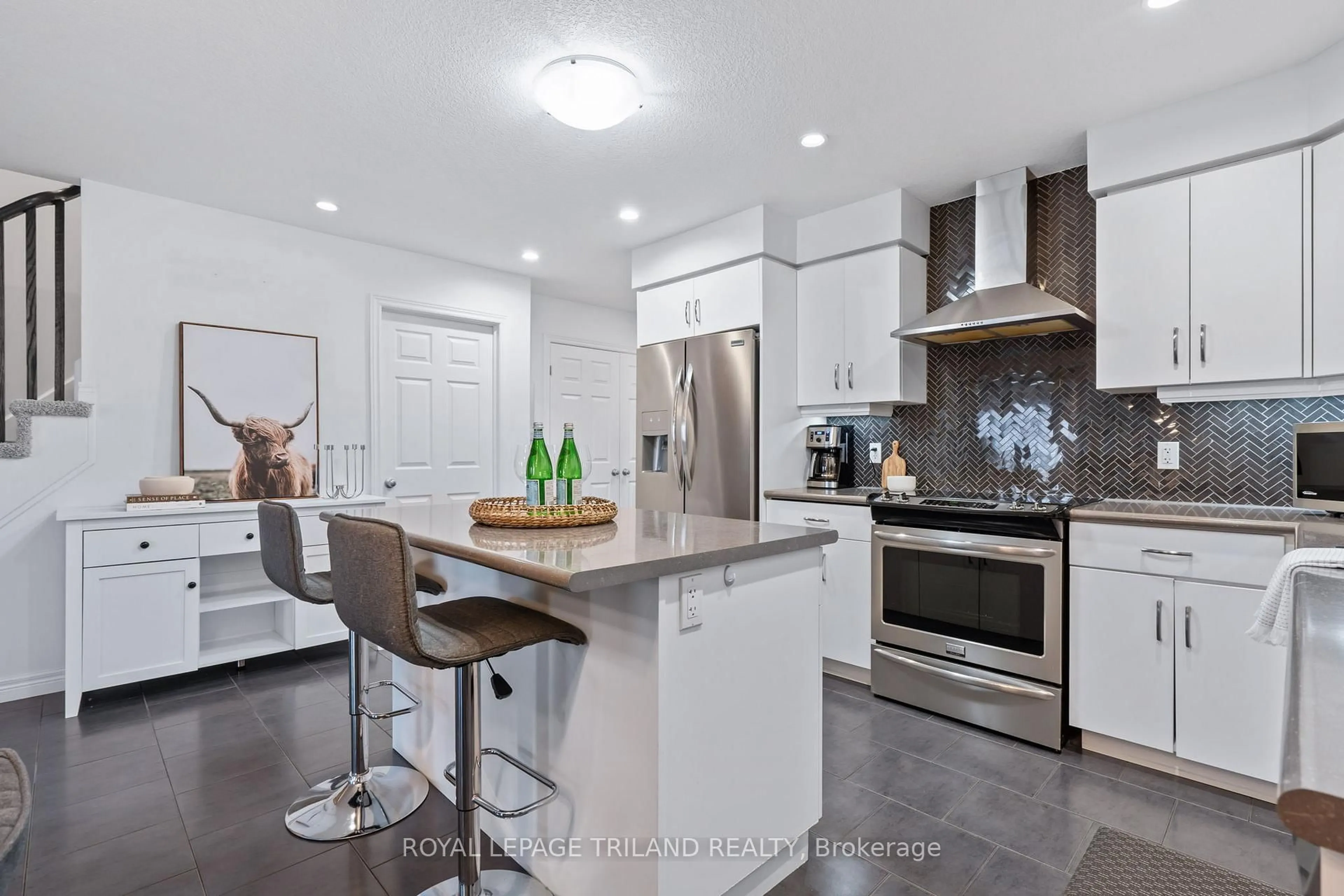 Open concept kitchen, ceramic/tile floor for 1220 Riverbend Rd #50, London South Ontario N6K 0G5