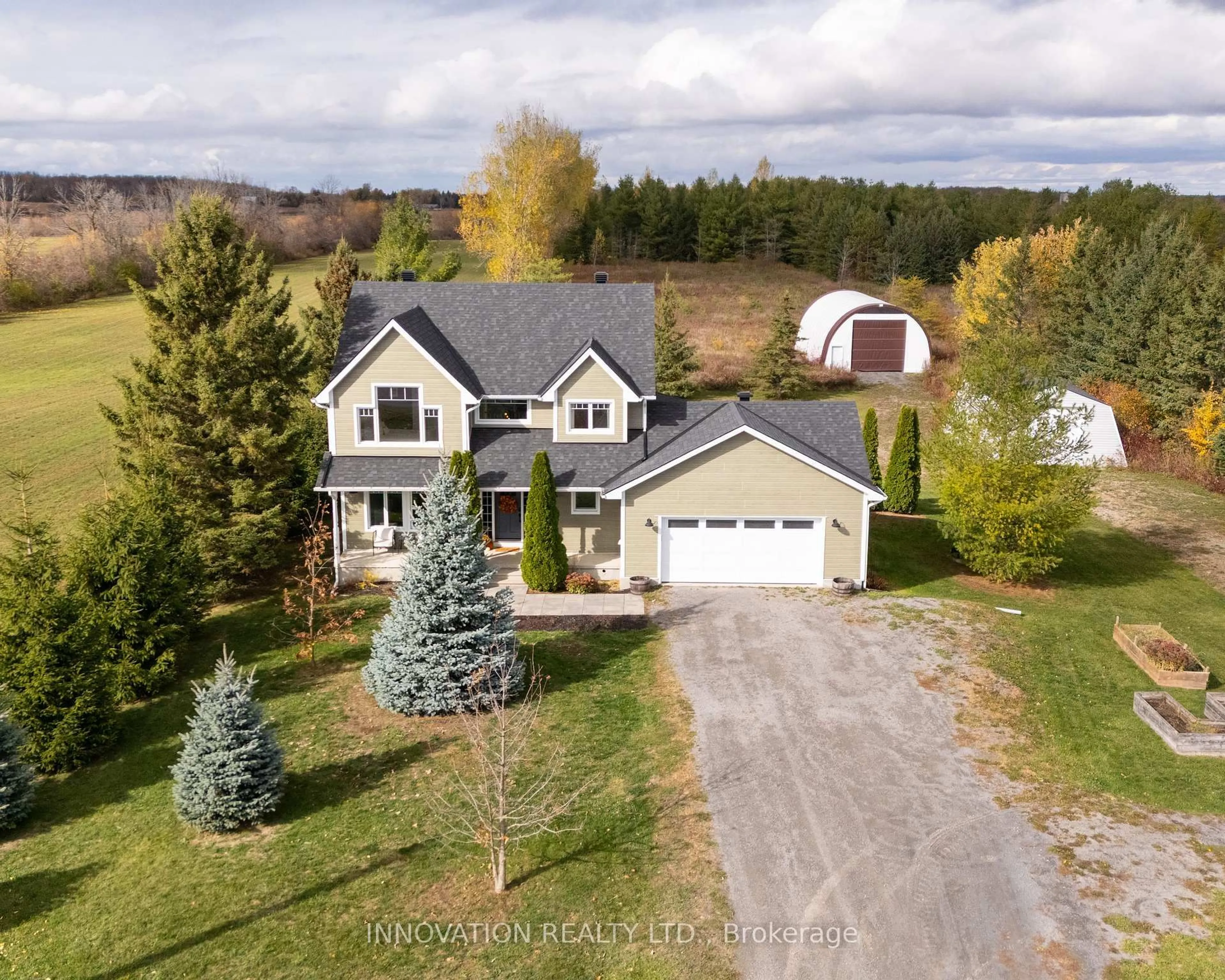 A pic from outside/outdoor area/front of a property/back of a property/a pic from drone, water/lake/river/ocean view for 12221 Ormond Rd, North Dundas Ontario K0C 2K0