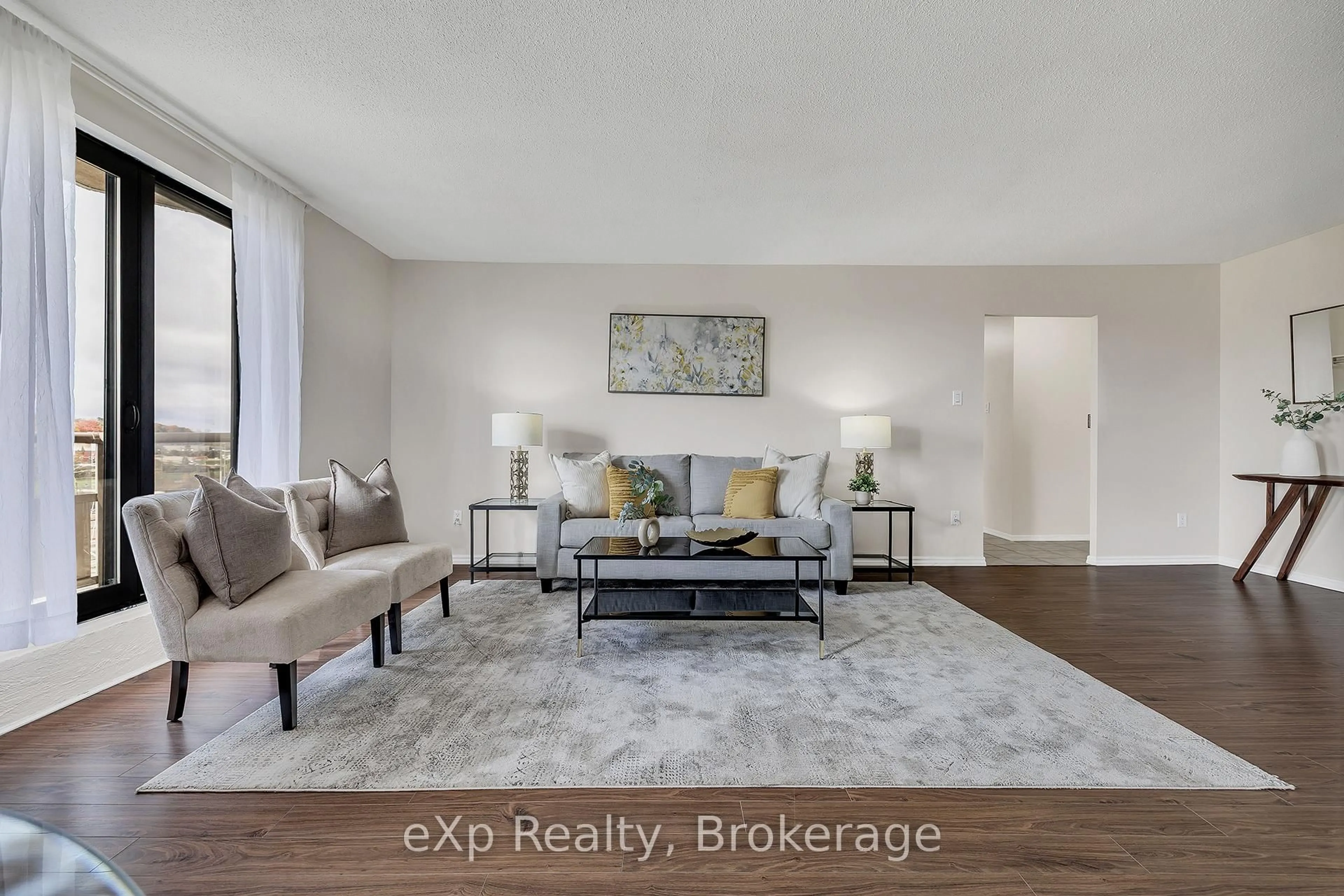 Living room with furniture, unknown for 1100 Courtland Ave #605, Kitchener Ontario N2C 2H9