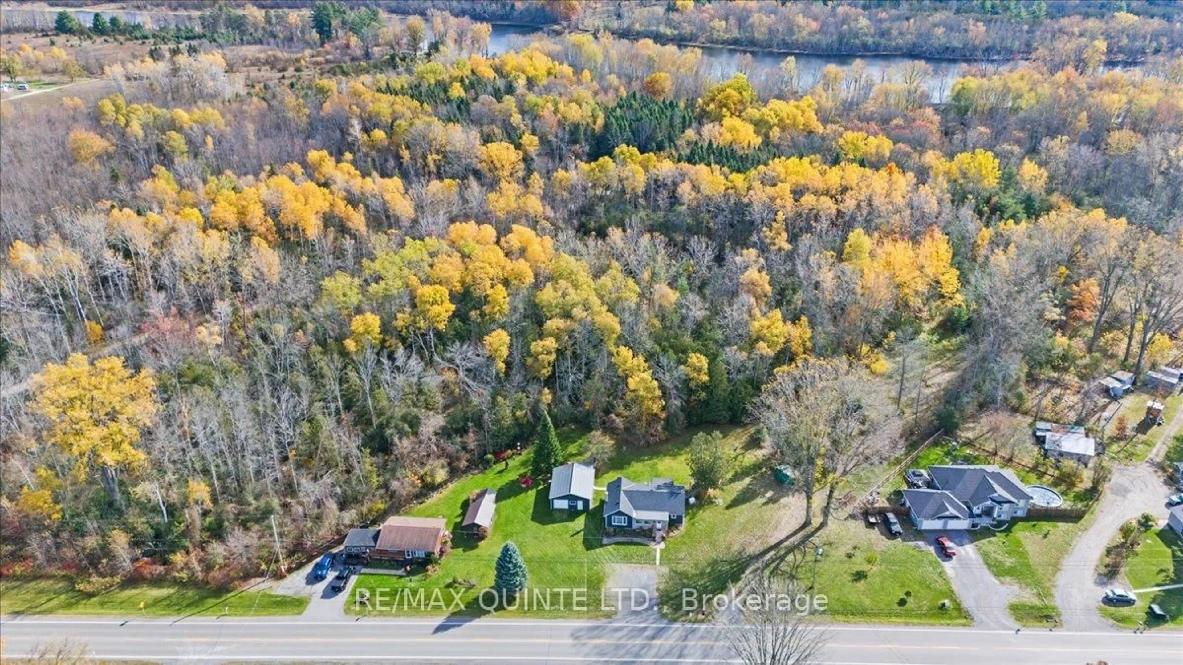 A pic from outside/outdoor area/front of a property/back of a property/a pic from drone, forest/trees view for 488 Mudcat Rd, Quinte West Ontario K0K 2B0