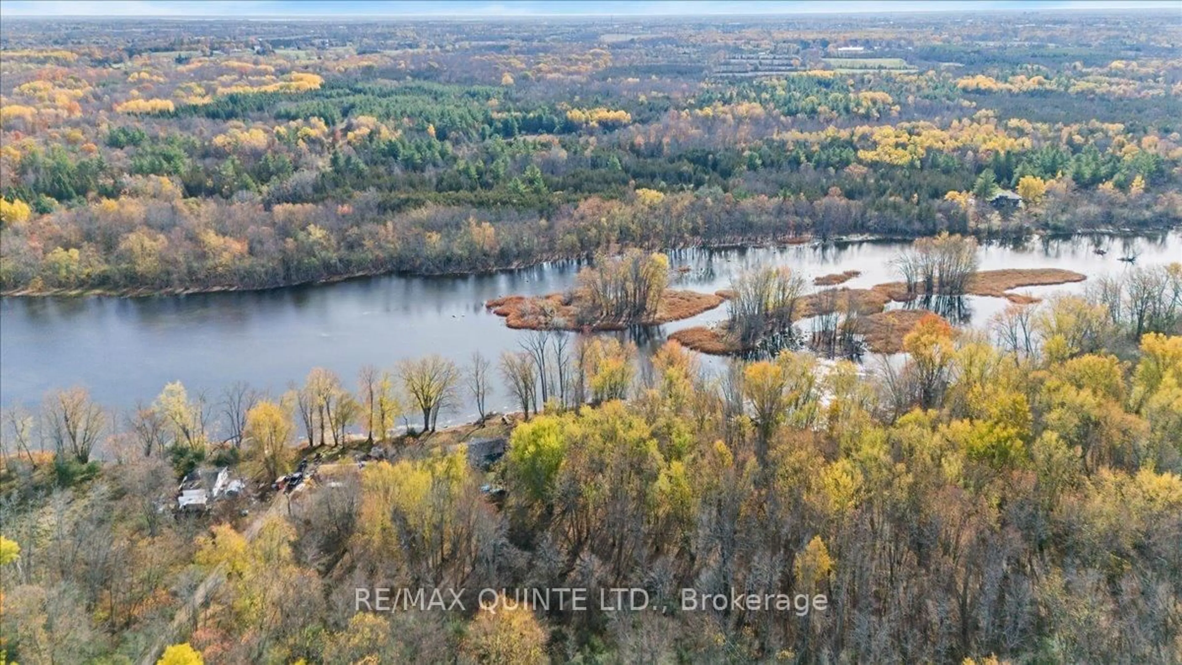 A pic from outside/outdoor area/front of a property/back of a property/a pic from drone, water/lake/river/ocean view for 488 Mudcat Rd, Quinte West Ontario K0K 2B0